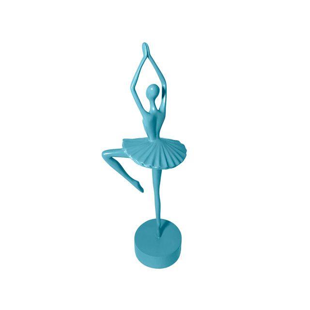 Adorno Deco Escultura Artística Bailarina Ballet Celeste-3