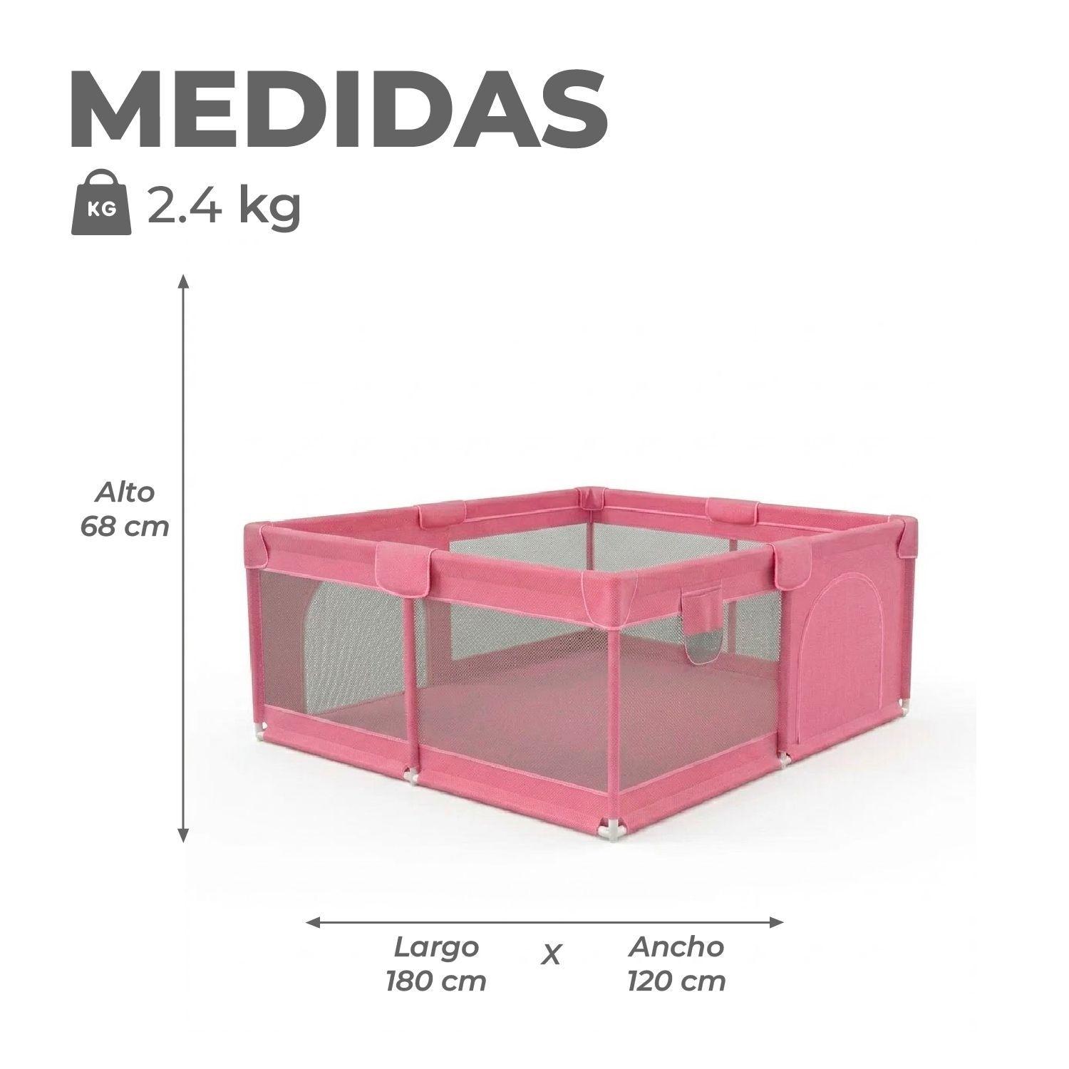 Corral de Seguridad Bebe 180cm Rectangular Rosado-2