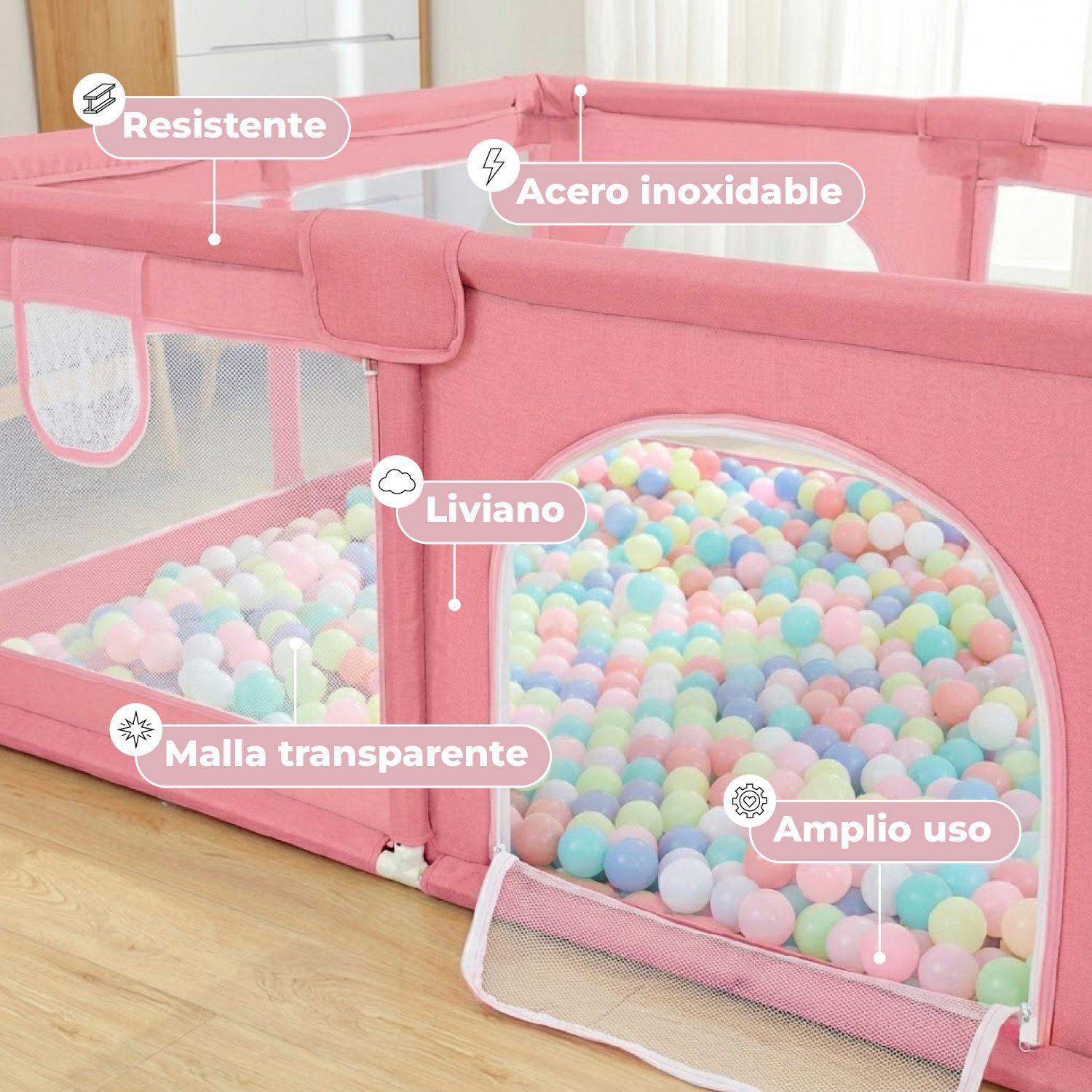 Corral de Seguridad Bebe 180cm Rectangular Rosado-3