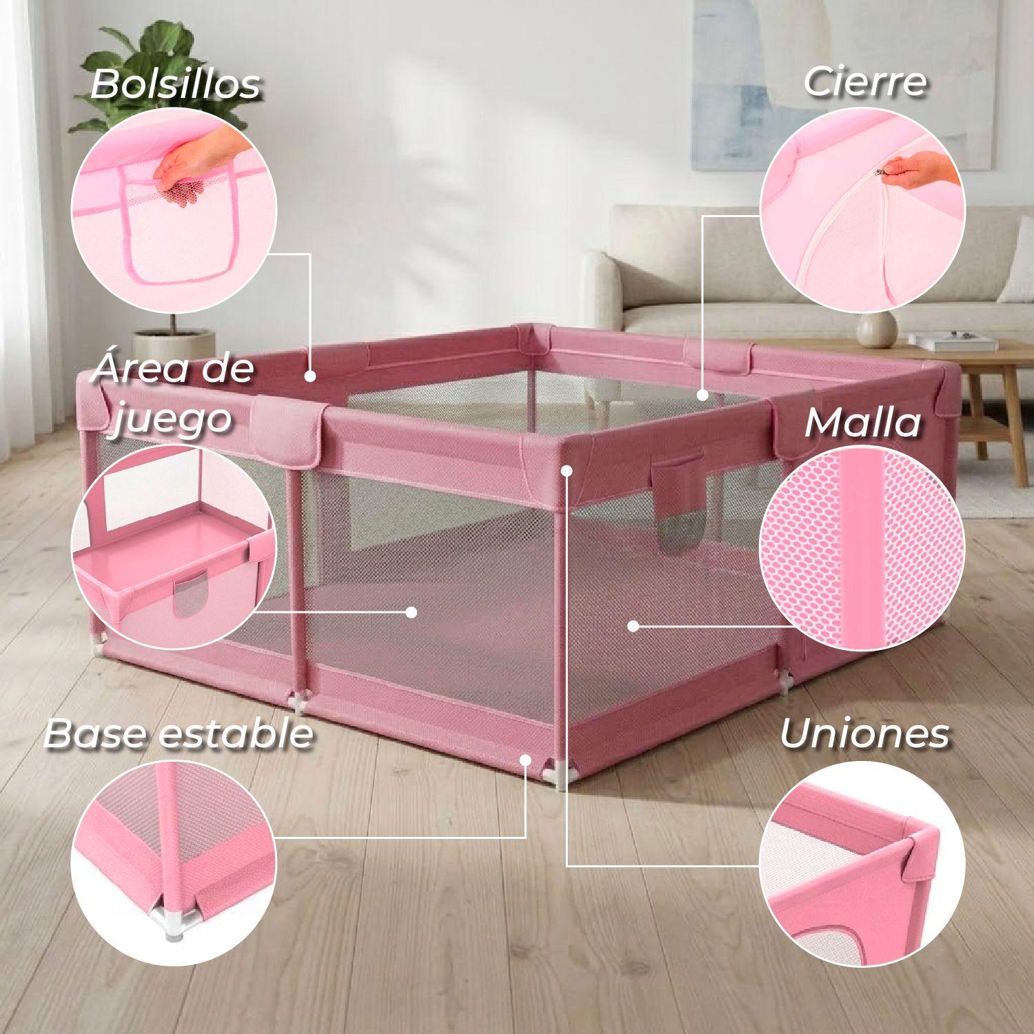 Corral de Seguridad Bebe 180cm Rectangular Rosado-5