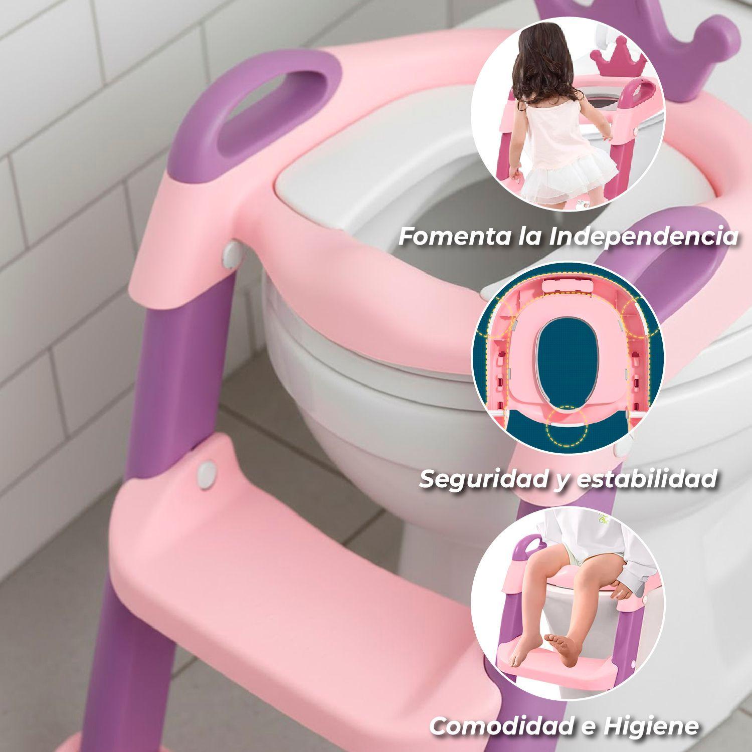 Escalera Asiento Adaptador De Baño Pelela Niños Rosado-2