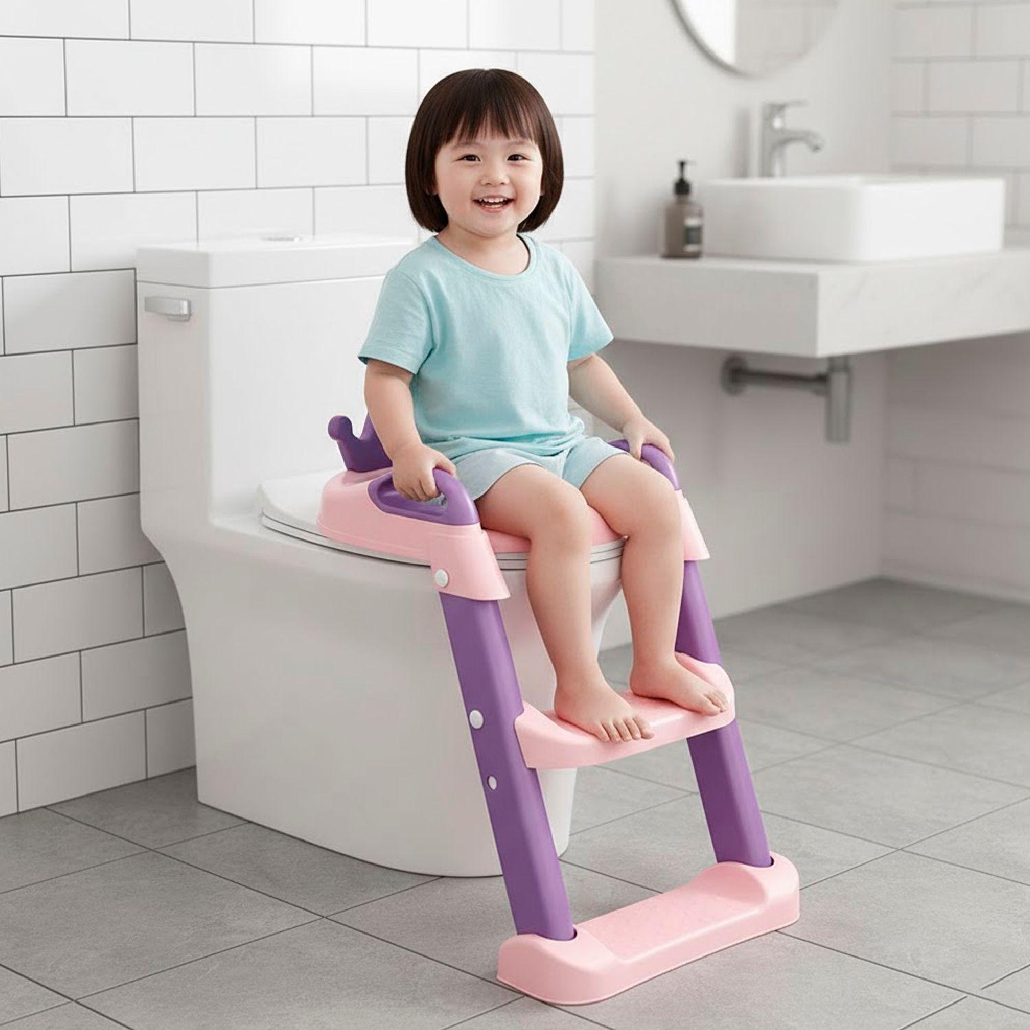 Escalera Asiento Adaptador De Baño Pelela Niños Rosado-3