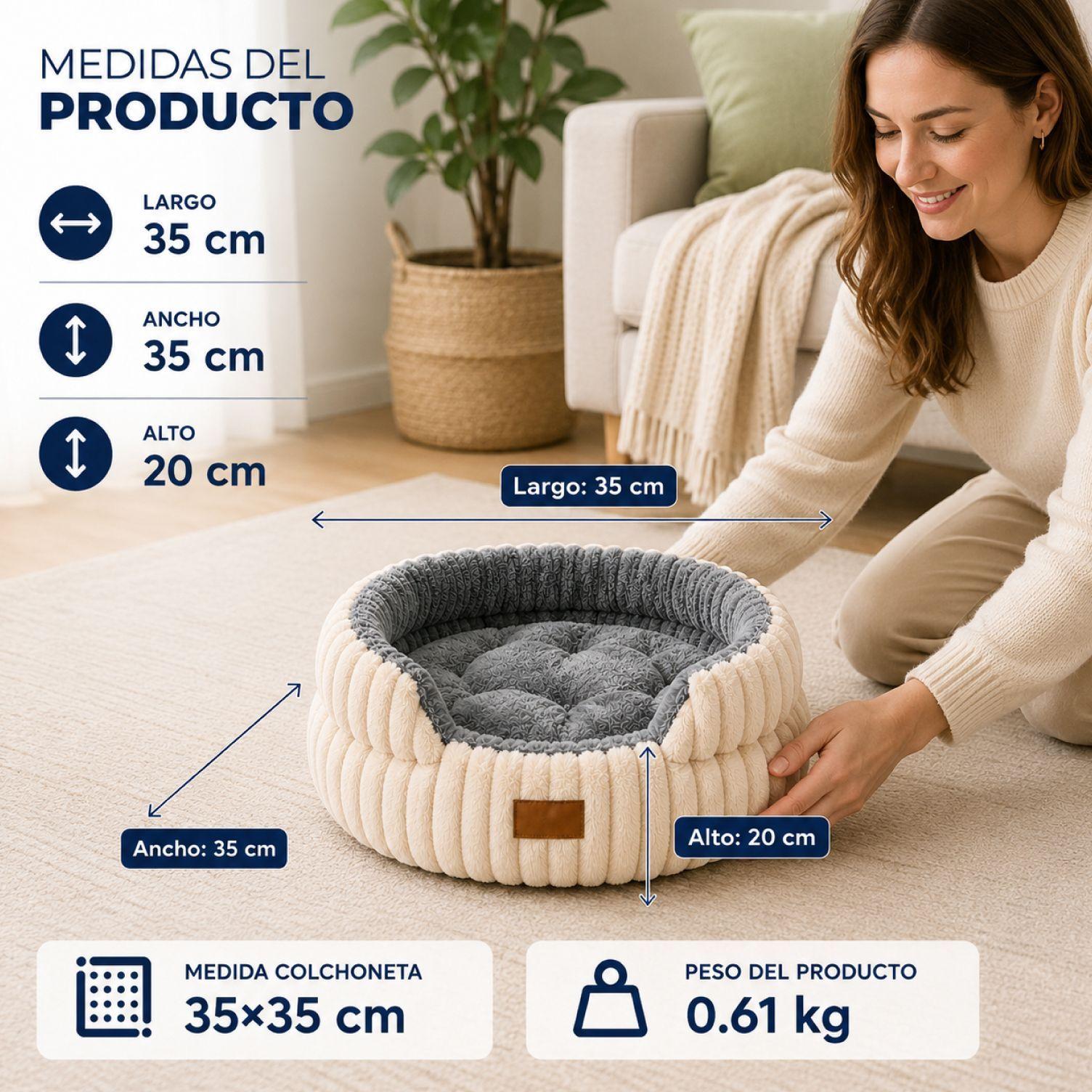 Cama Antiestrés Ergonómica Antideslizante Mascotas 35cm-2