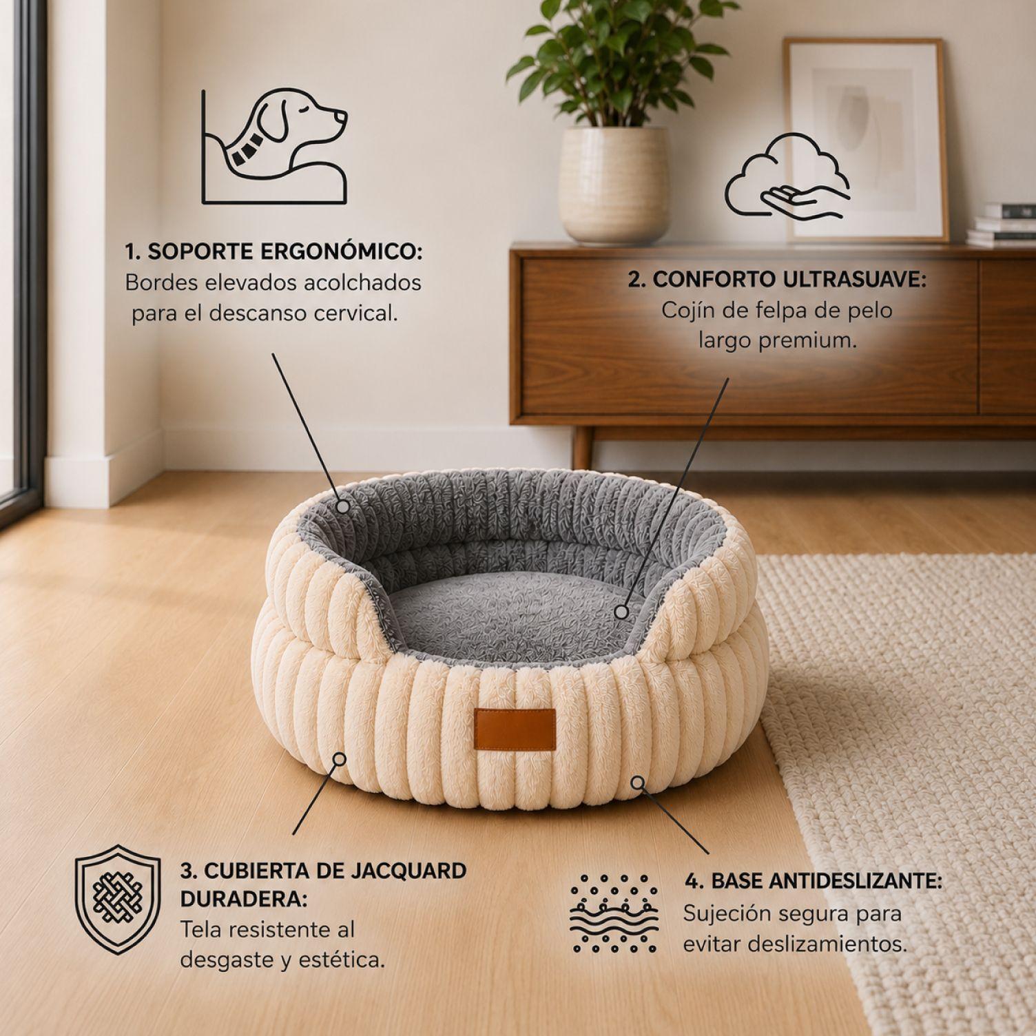 Cama Antiestrés Ergonómica Antideslizante Mascotas 35cm-3