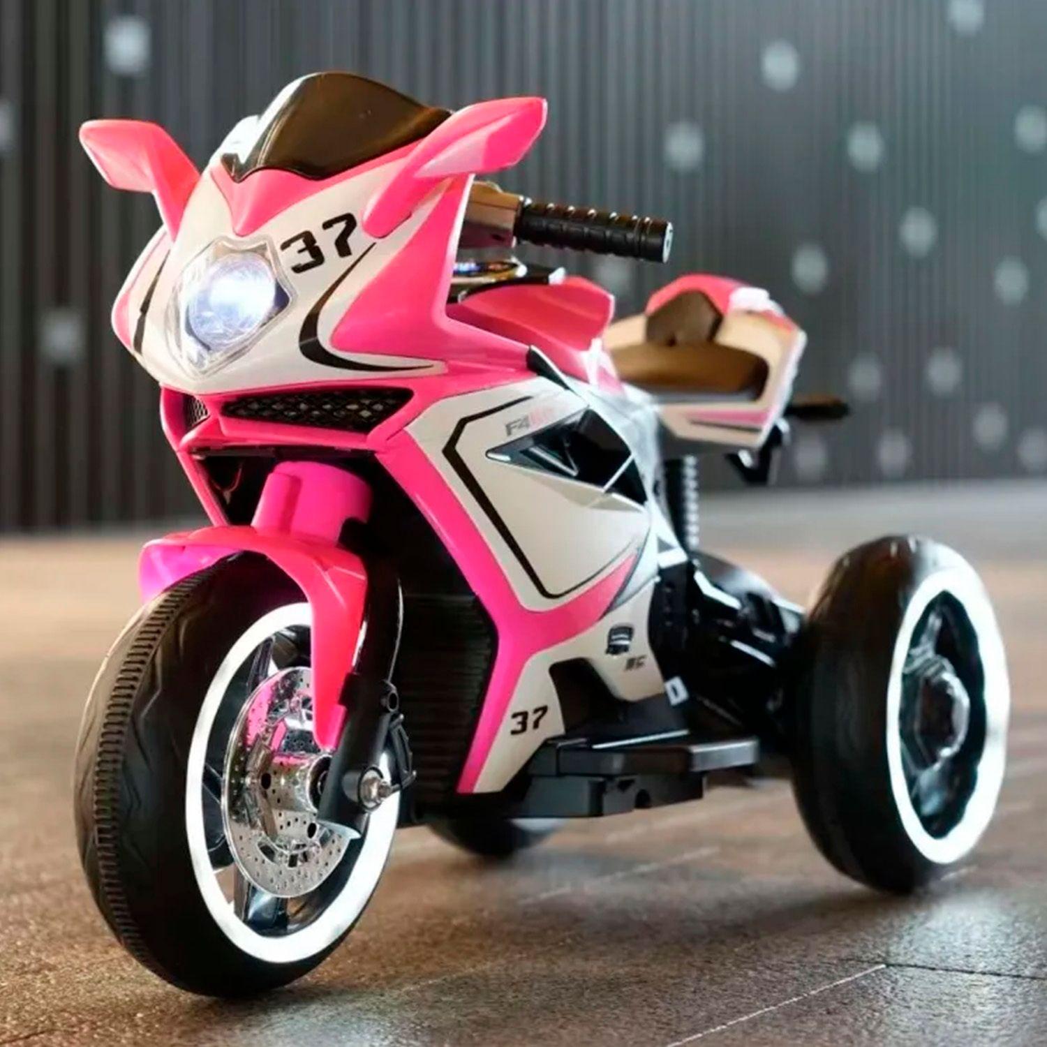 Moto Eléctrica Infantil con Música y Luz Color Rosado-5