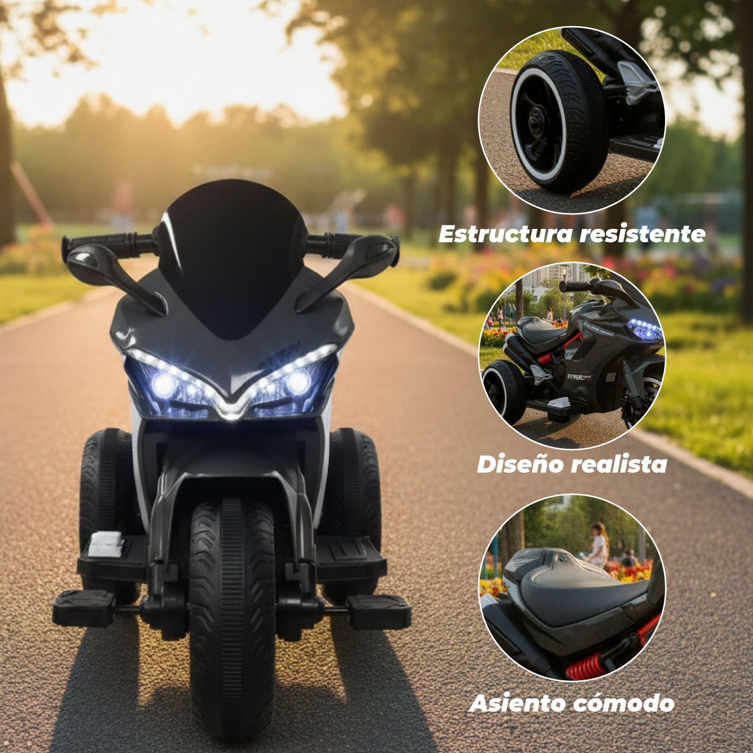 Moto Niños Eléctrica 3 Ruedas Extreme Speed Luz y Musica-3