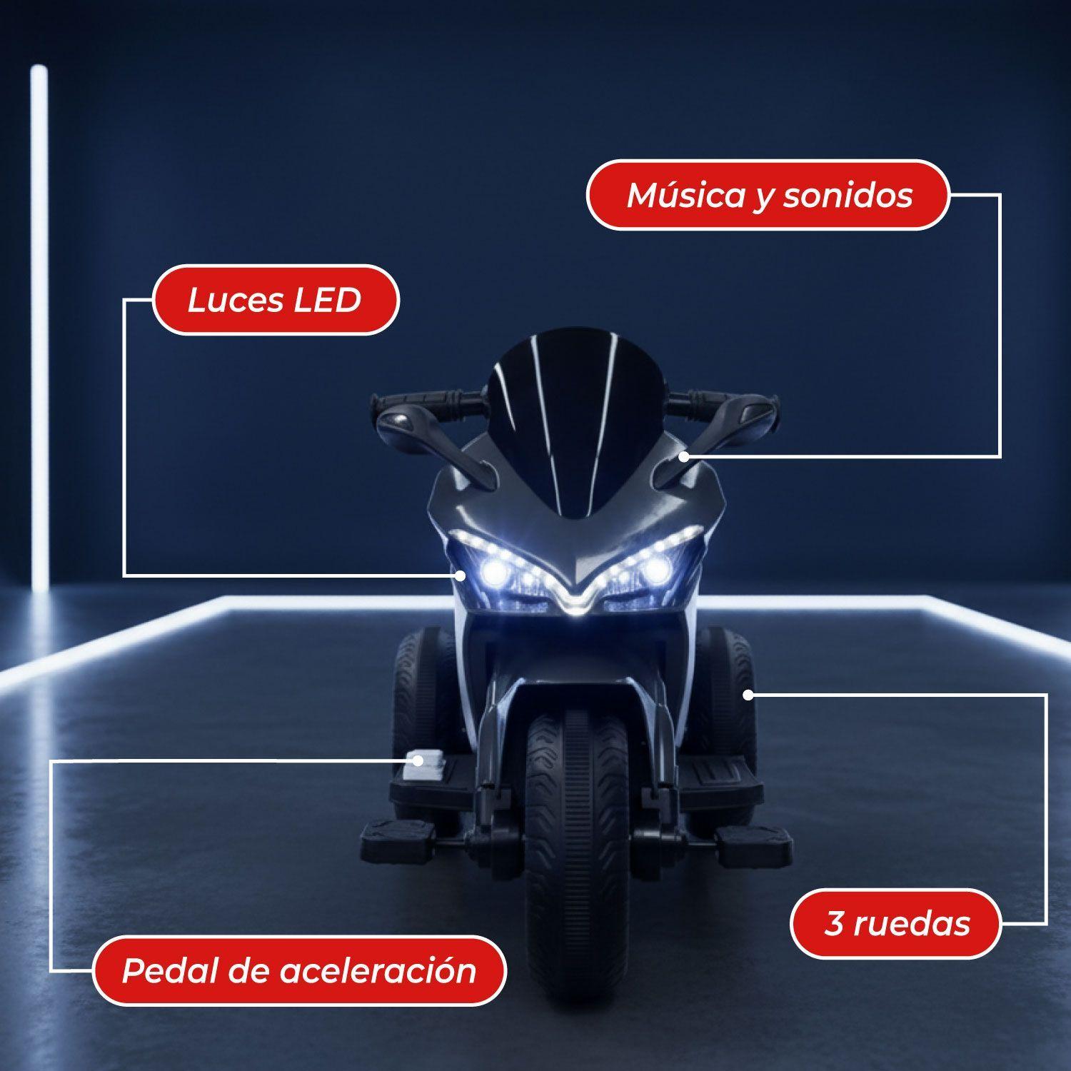 Moto Niños Eléctrica 3 Ruedas Extreme Speed Luz y Musica-5