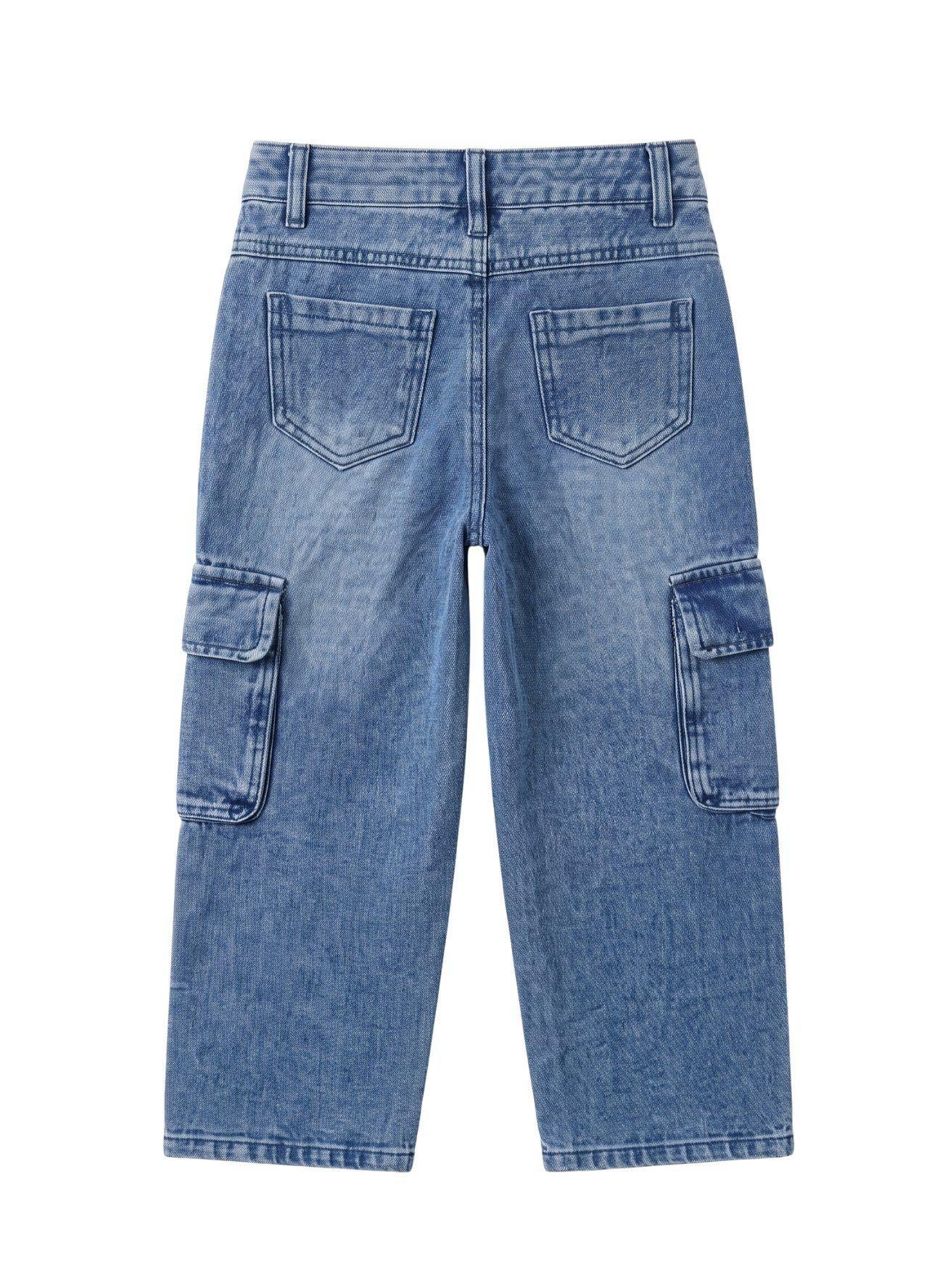 Pantal n Cargo Ni a Jeans Moda Urbana Con Bolsillos-2
