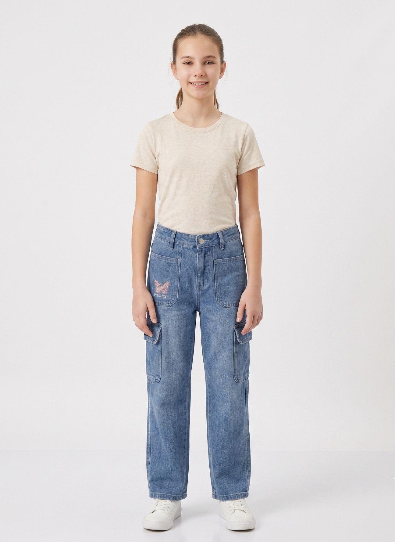 Pantal n Cargo Ni a Jeans Moda Urbana Con Bolsillos-6