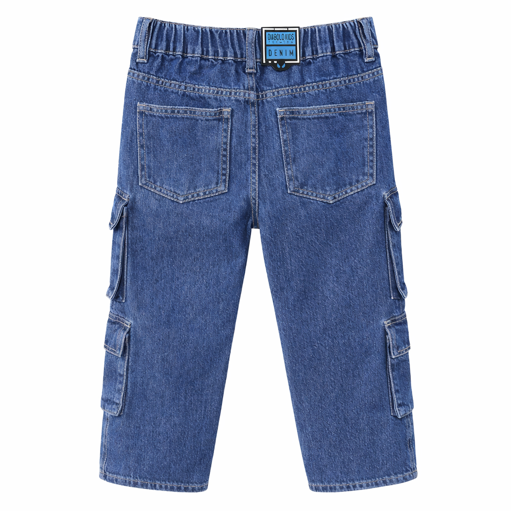 Pantalon Jeans Ni o Cargo Urbano Con Bolsillos Funcionales-3