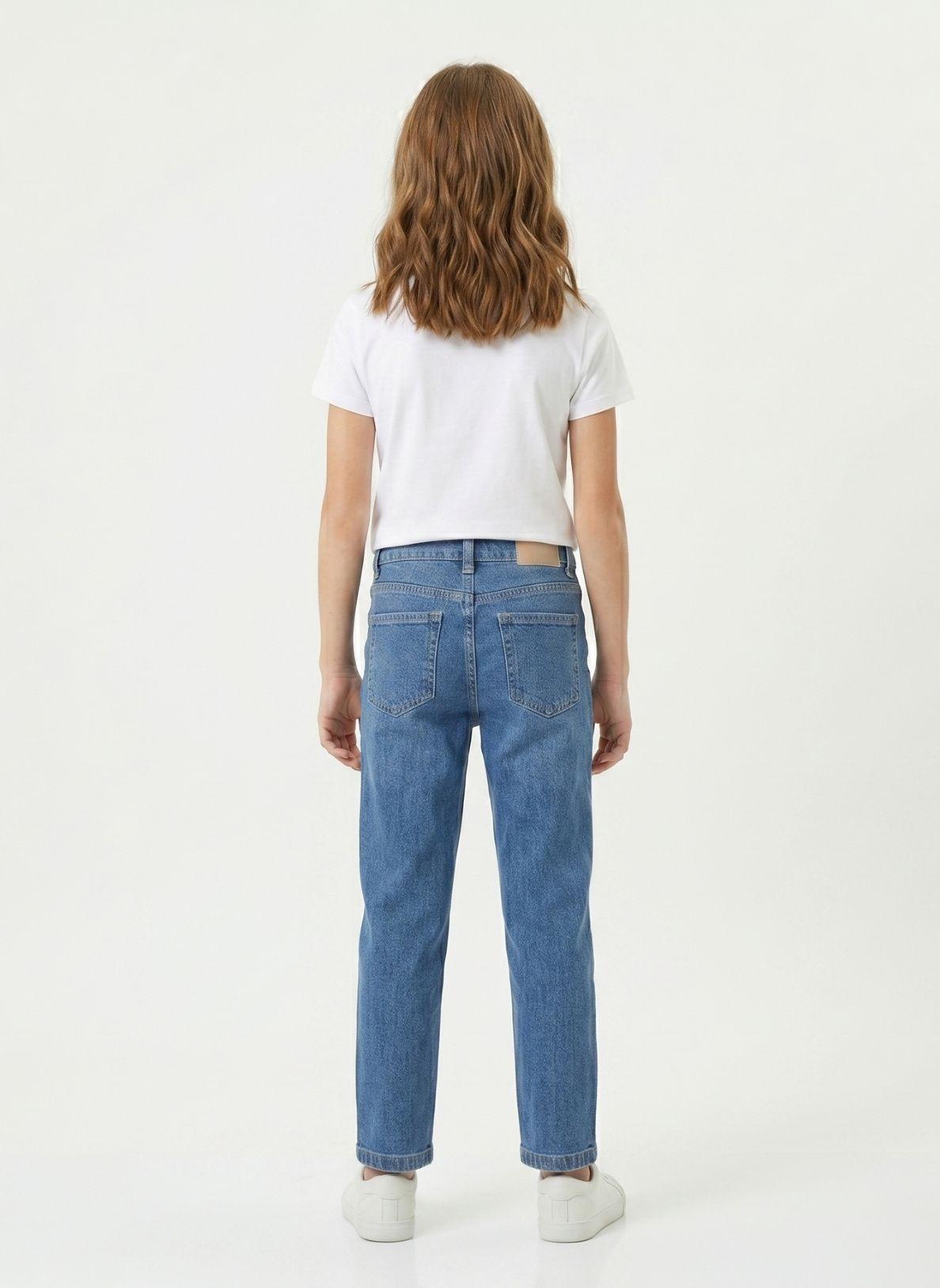 Pantal n Jeans Baggy Ni a Mezclilla Azul Recto-2