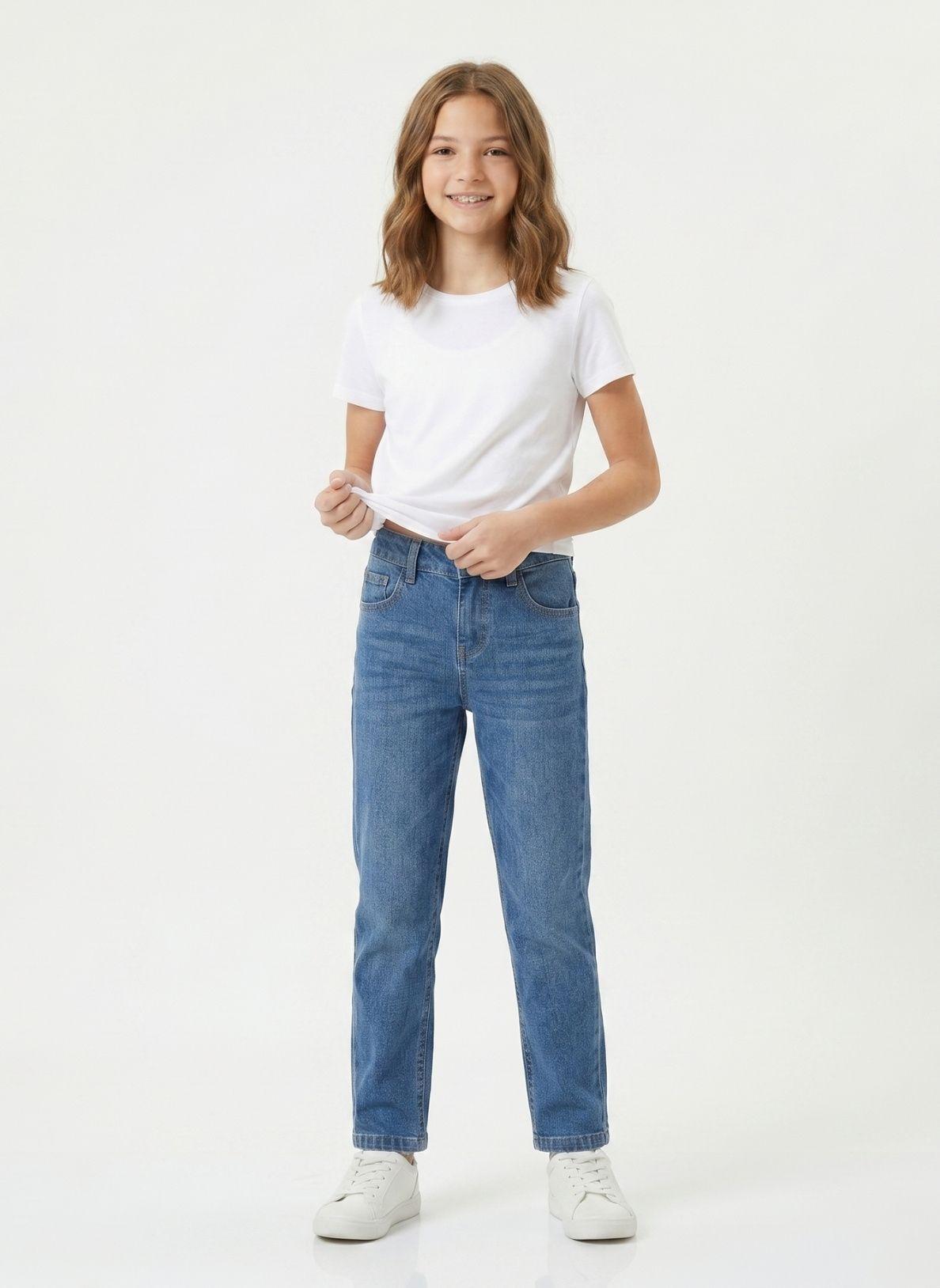 Pantal n Jeans Baggy Ni a Mezclilla Azul Recto-5