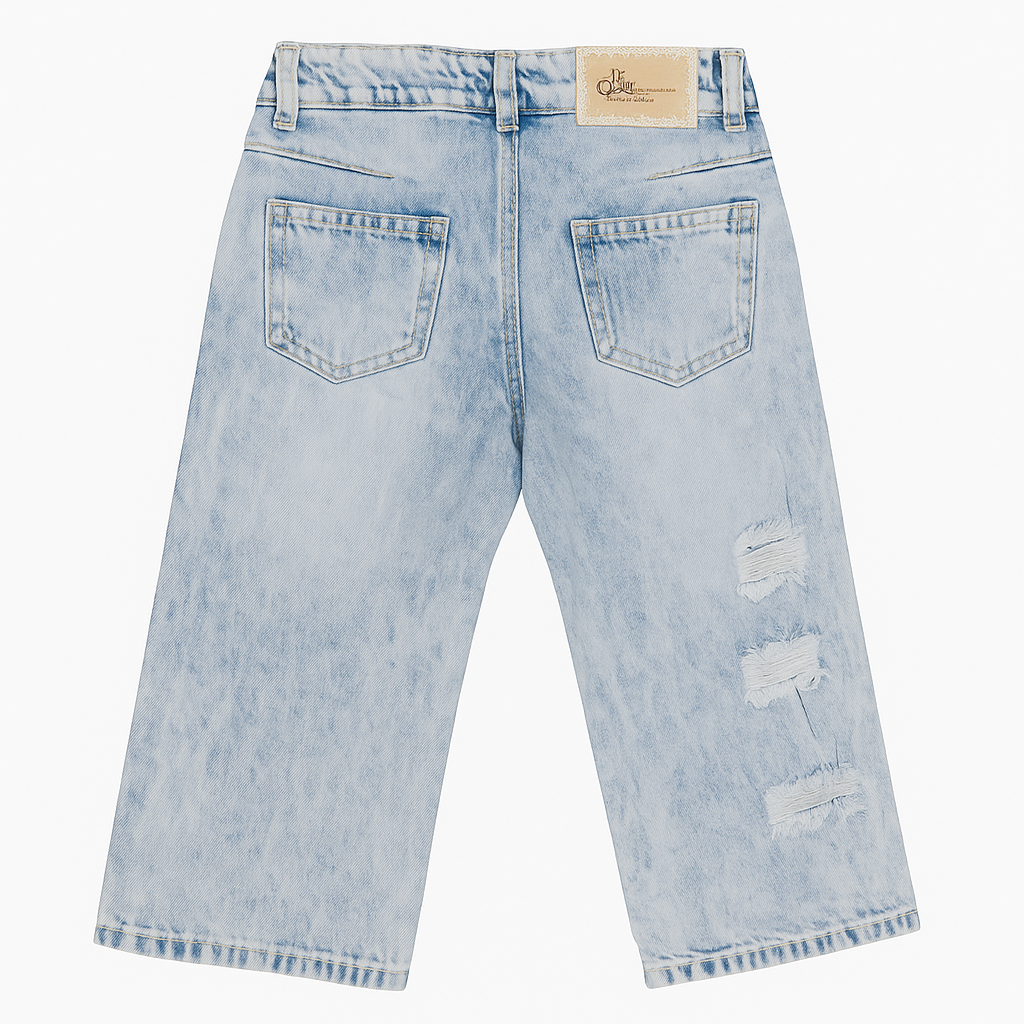 Pantalón Jeans Niña Con Brillo Y Diseño Rasgado-2