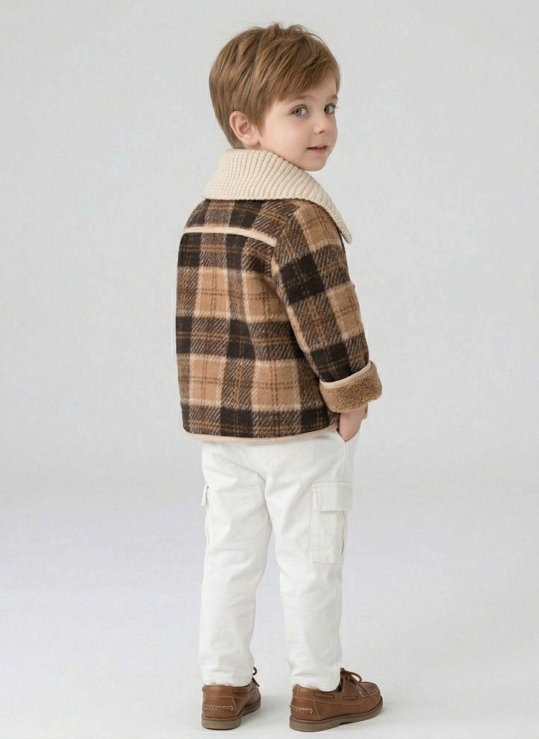 Chaqueta Nino Invierno Cuadros Abrigo Polar Grueso-2