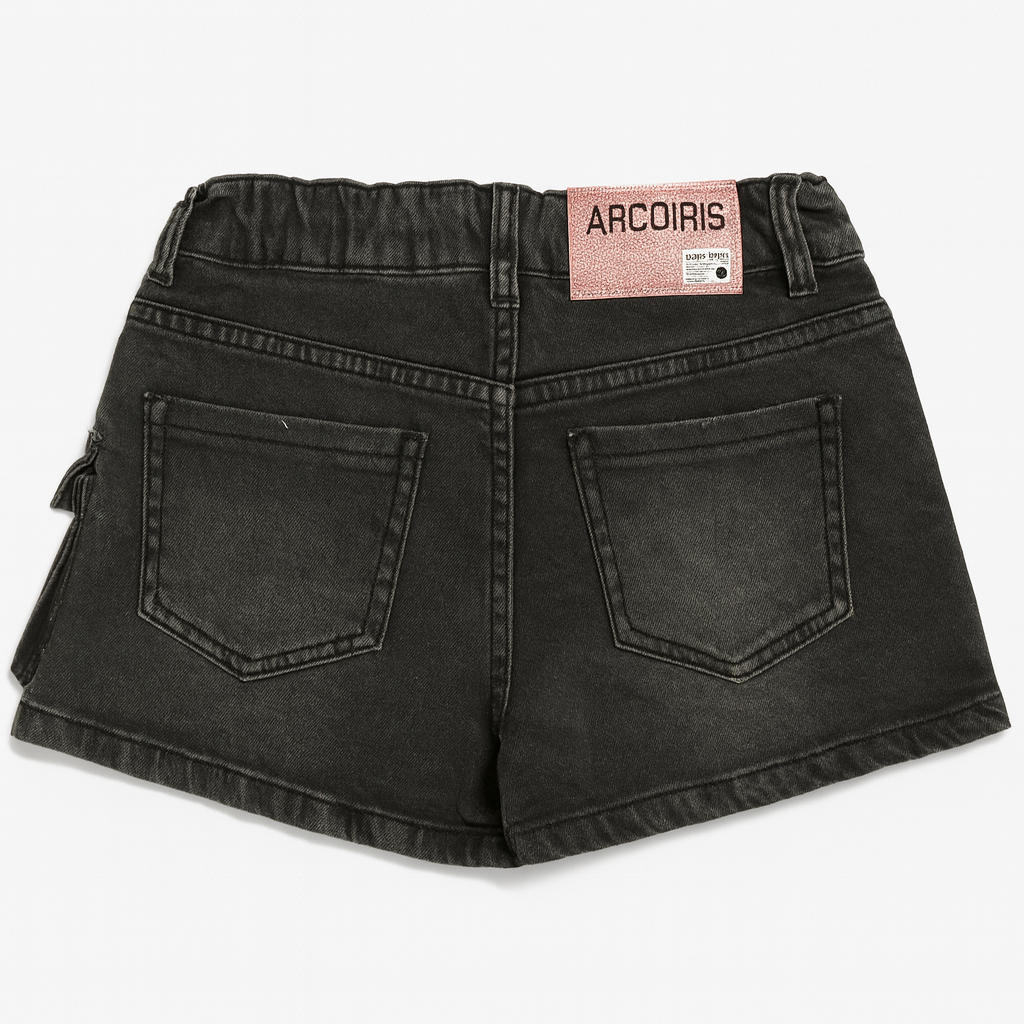 Falda Short Mezclilla Nina Cargo Juvenil Negro-3