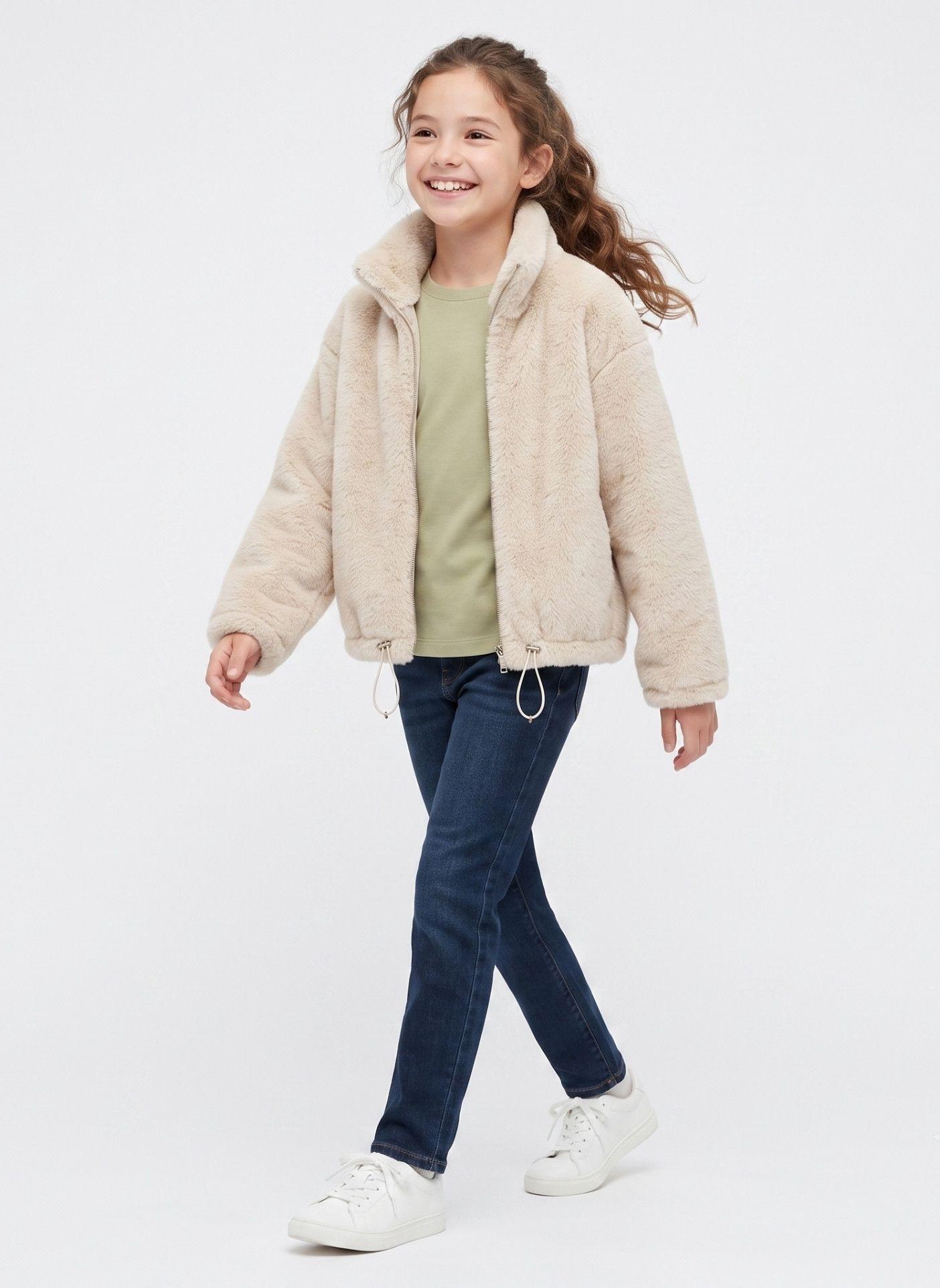 Chaqueta Chiporro Ni a Overzise Beige S per Suave Y Abrigo-2