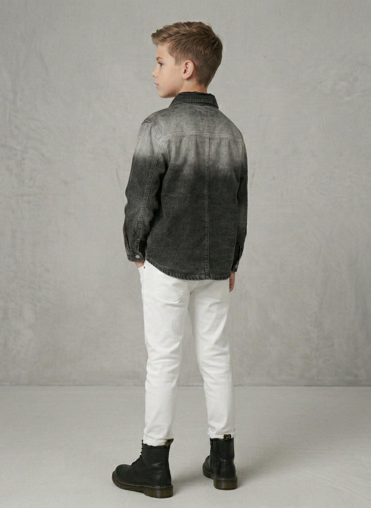 Camisa Denim Nino Negra Manga Larga Casual-3