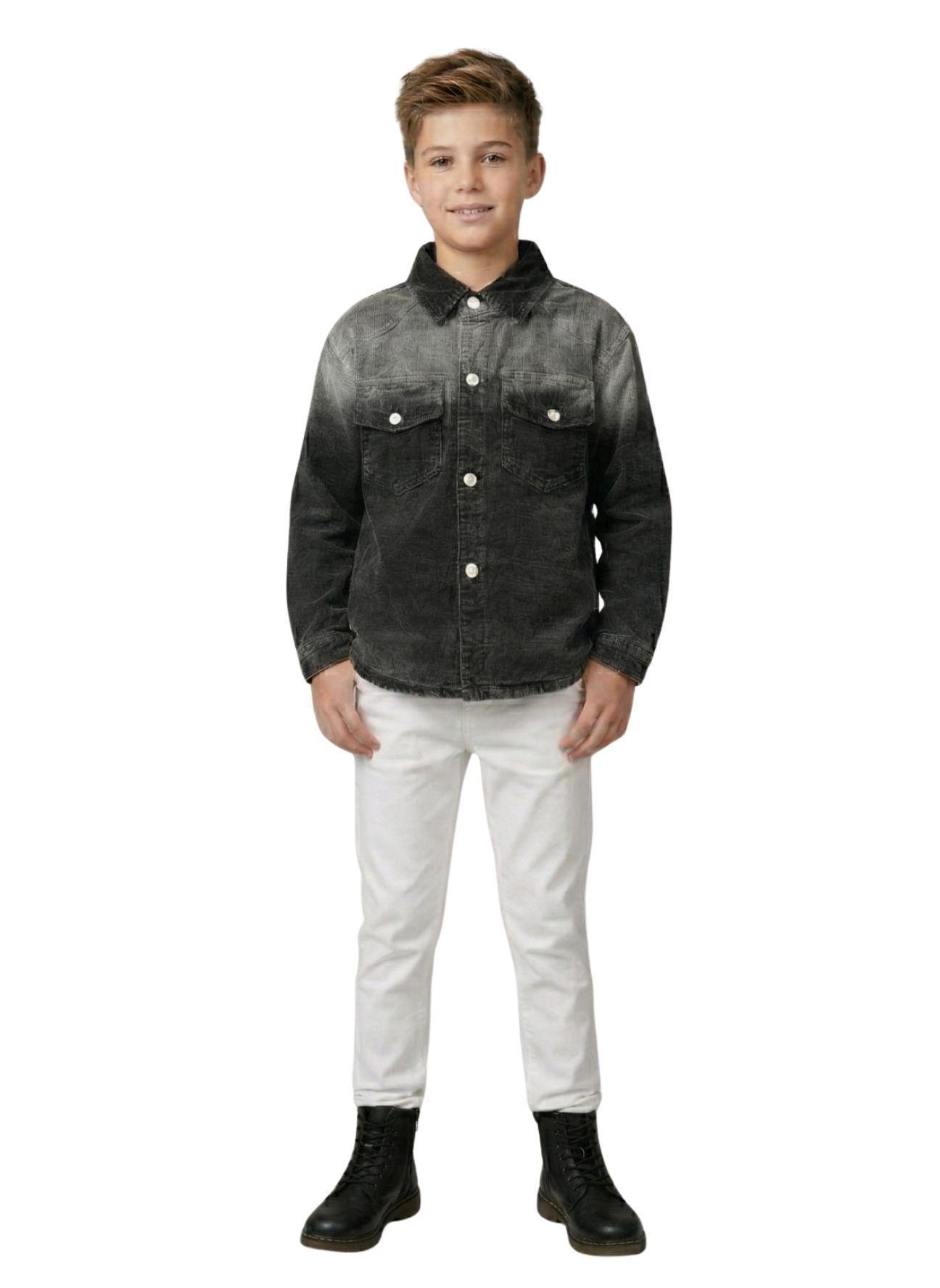 Camisa Denim Nino Negra Manga Larga Casual-0