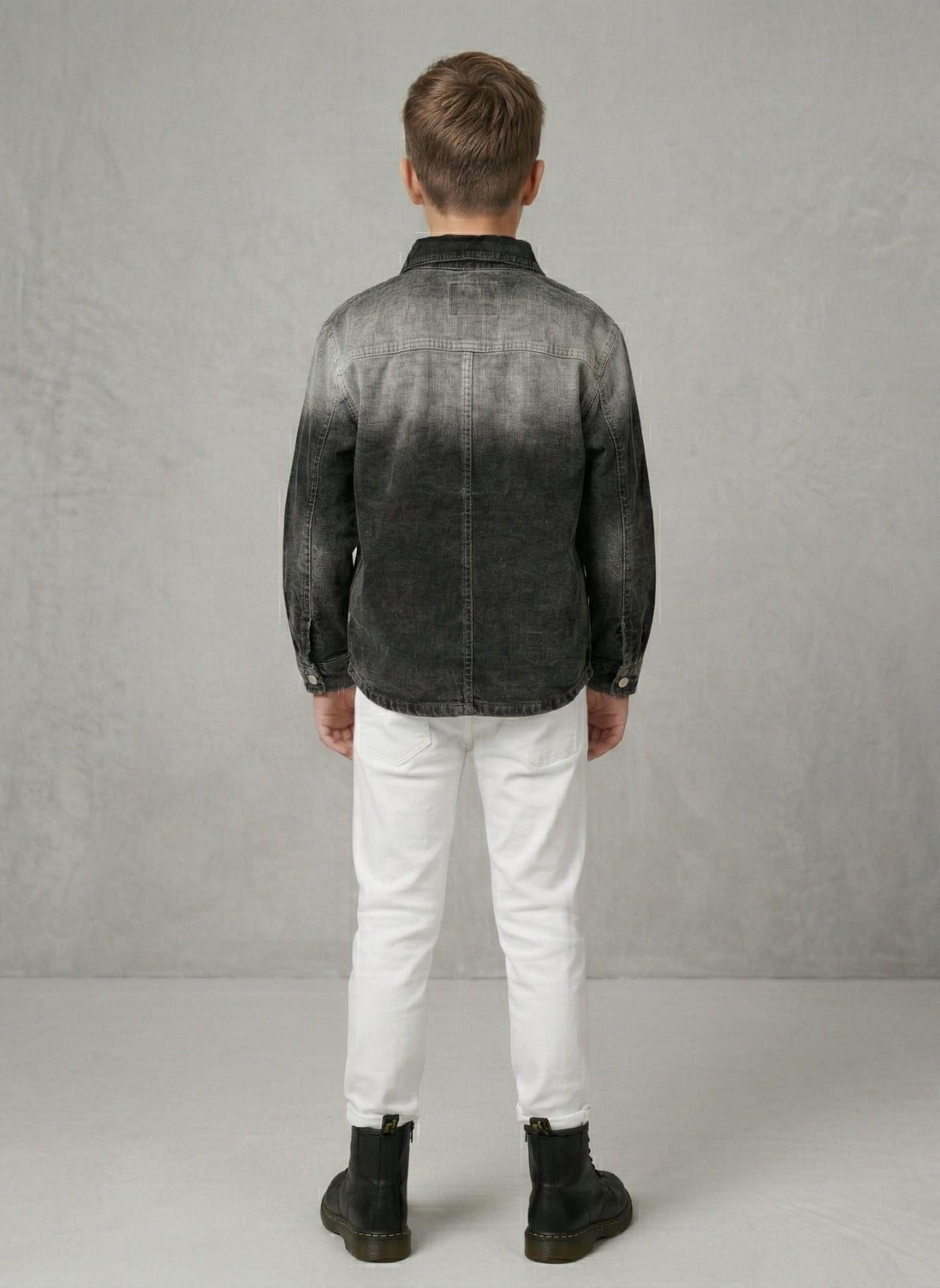 Camisa Denim Nino Negra Manga Larga Casual-6