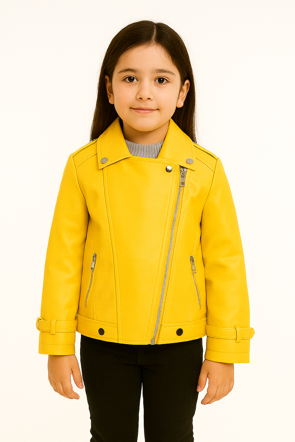 Chaquetas Ecocuero Niña Estilo Motociclista-2