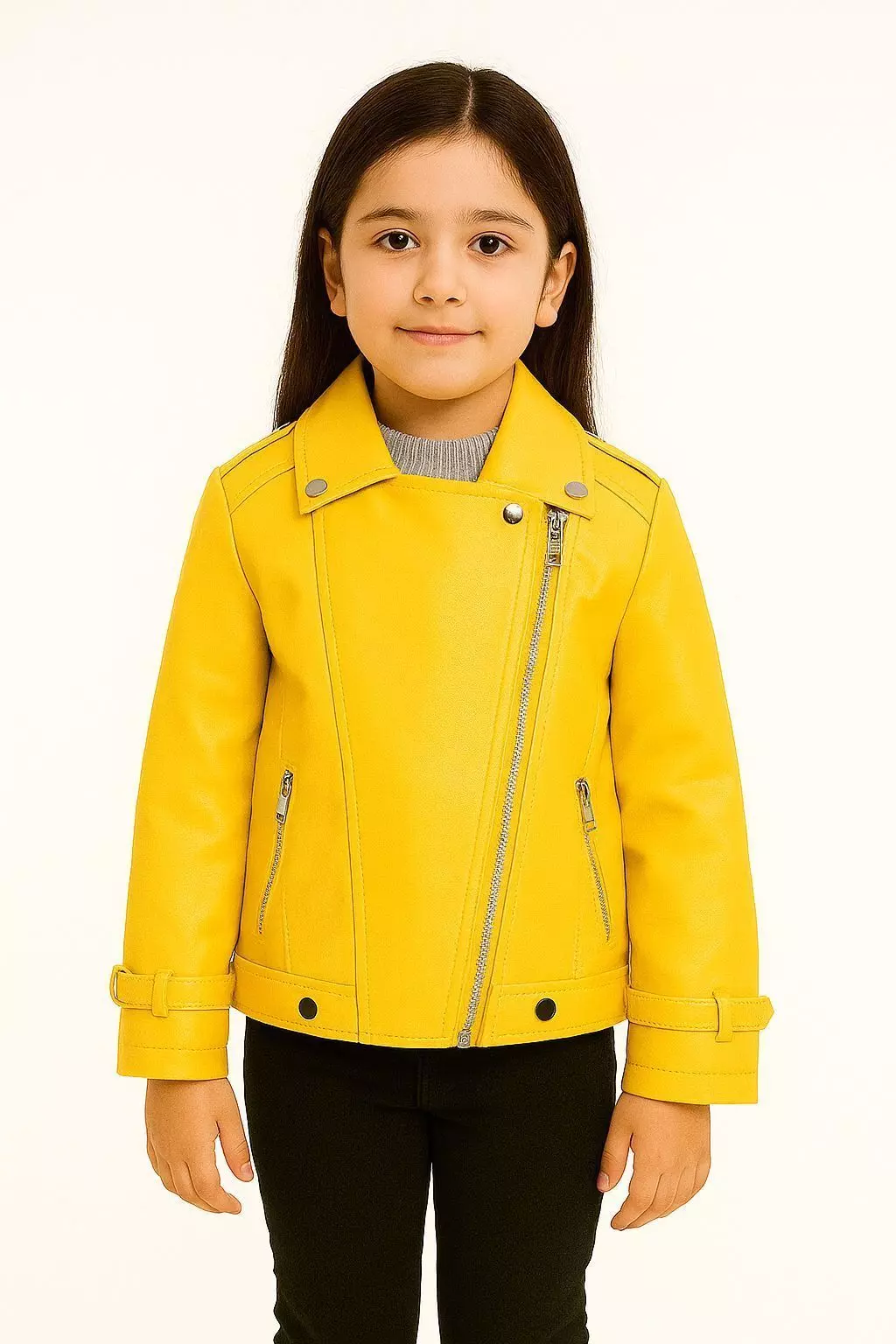 Chaquetas Ecocuero Niña Estilo Motociclista-0