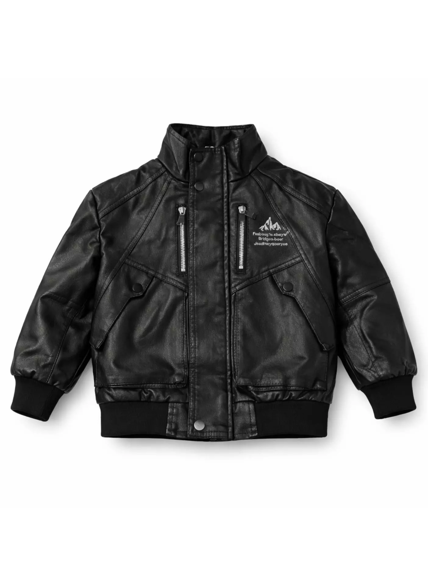 Chaqueta Ecocuero Ni o Estilo Aviador Biker Invierno Negra-3
