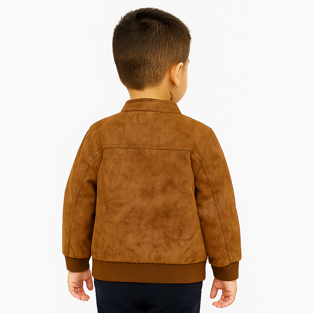 Chaquetas Lisboa Niño Ecocuero Café Con Cierres Metálicos-5