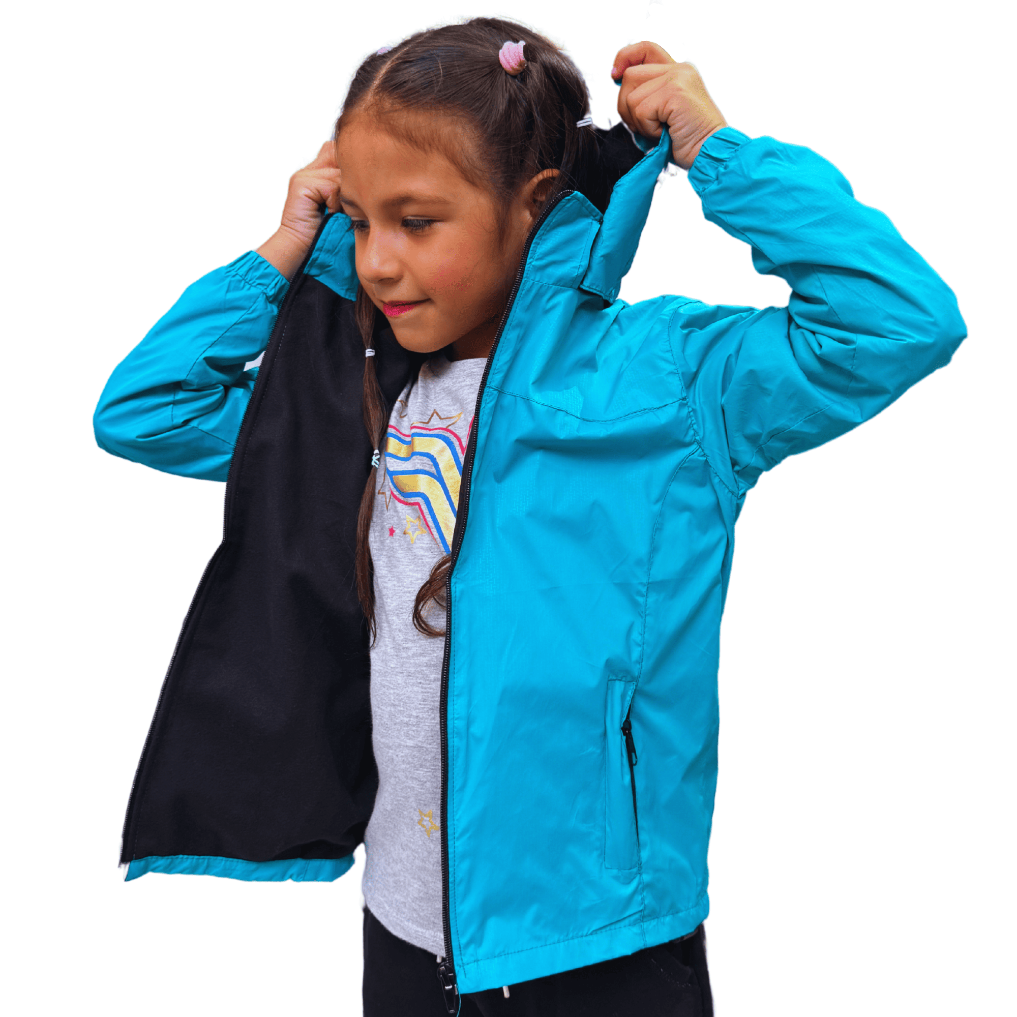 Chaqueta Cortaviento Impermeable Unisex Para Niños Con Polar-3