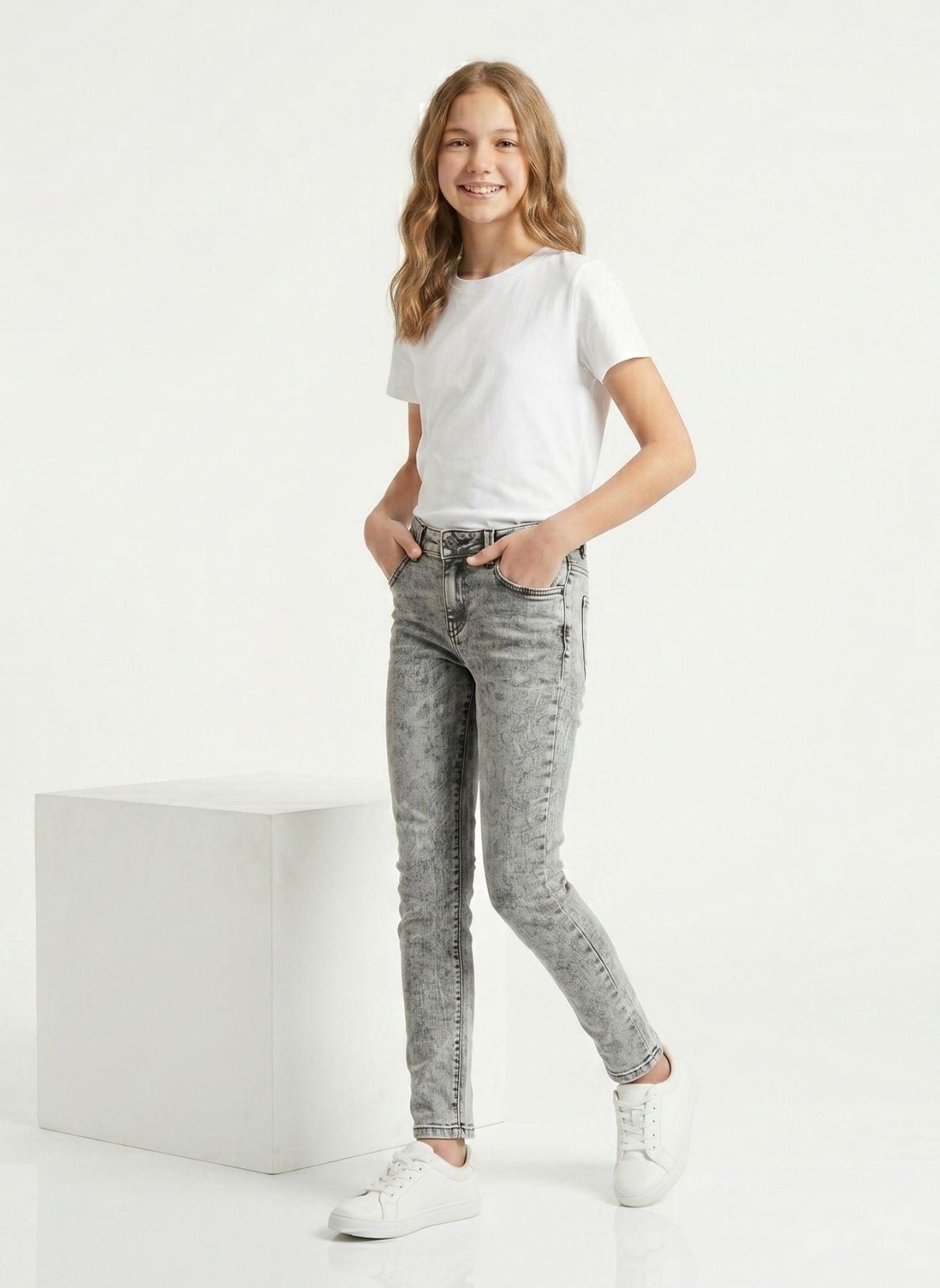 Jeans Gris Ni a Pantal n Denim Slim Fit Mezclilla-5