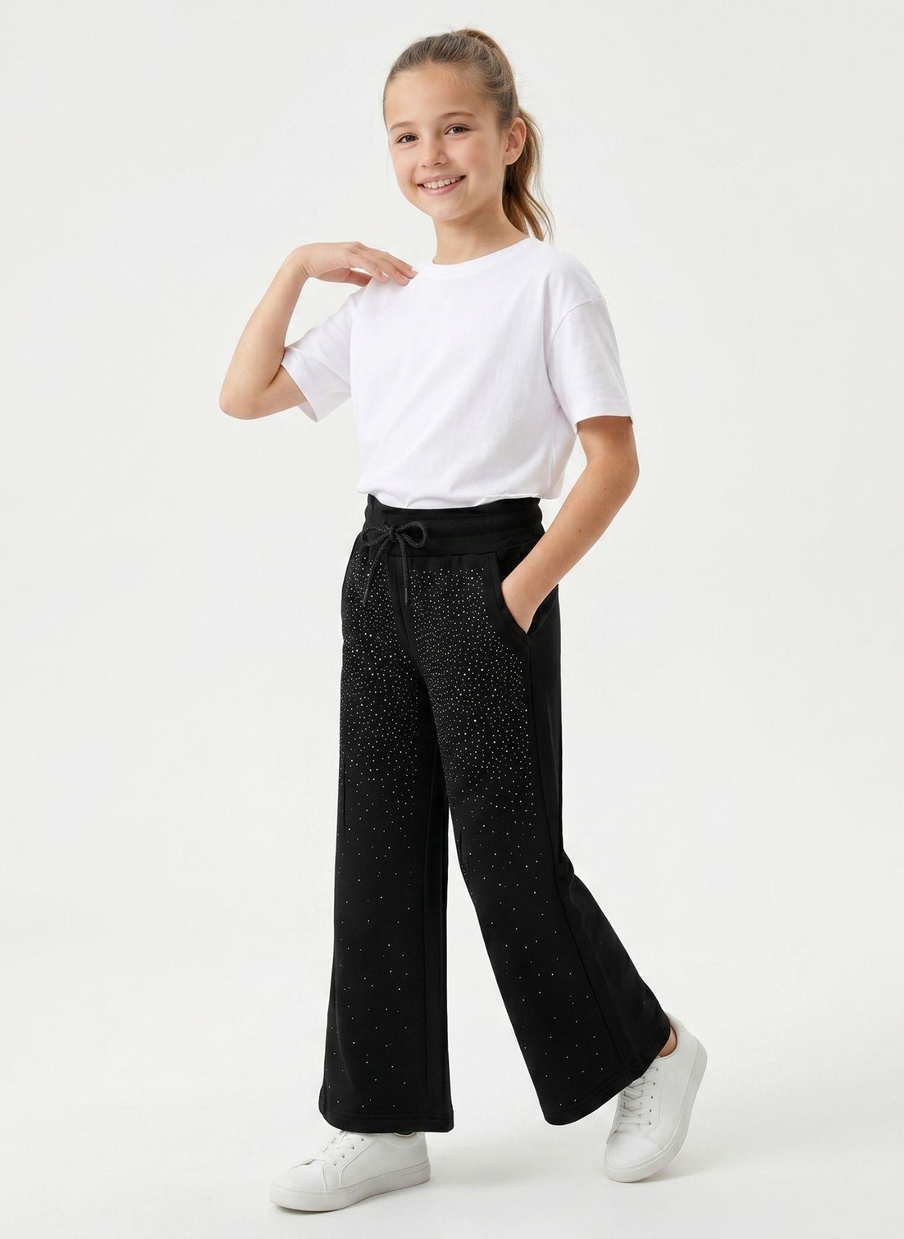 Pantalon Buzo Nina Wide Leg Brillos Algodon Moda Urbana-3