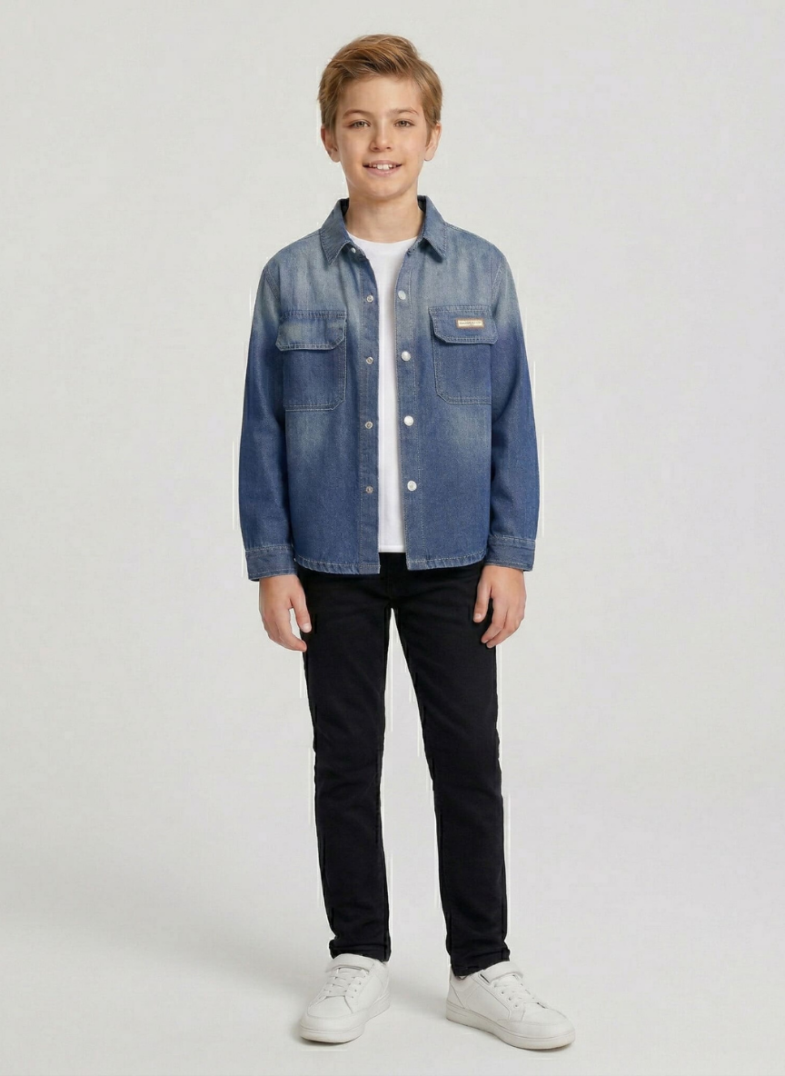 Sobrecamisa Mezclilla Ni o Denim Degradado Look Urbano-0