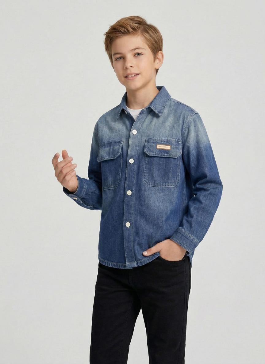 Sobrecamisa Mezclilla Ni o Denim Degradado Look Urbano-5