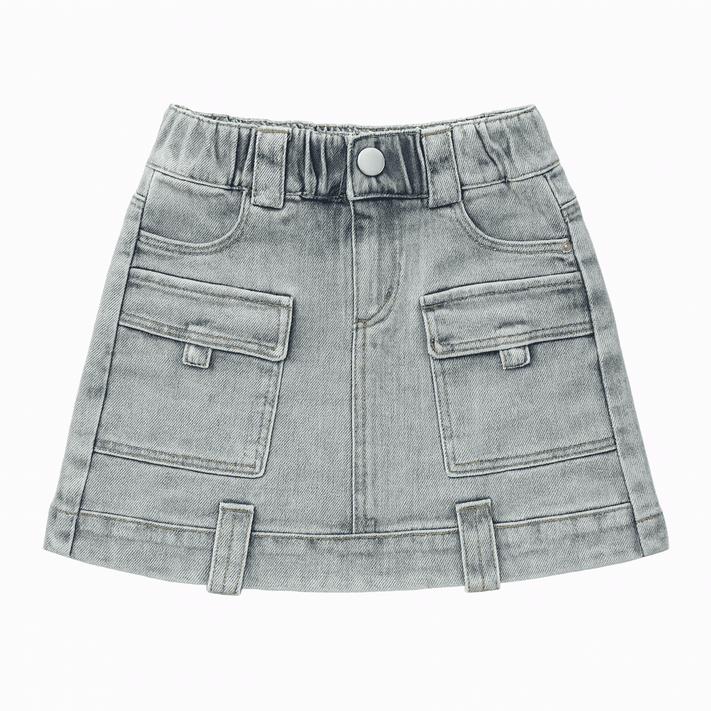 Falda Cargo Niña Con Bolsillos Moda Infantil 2025-2