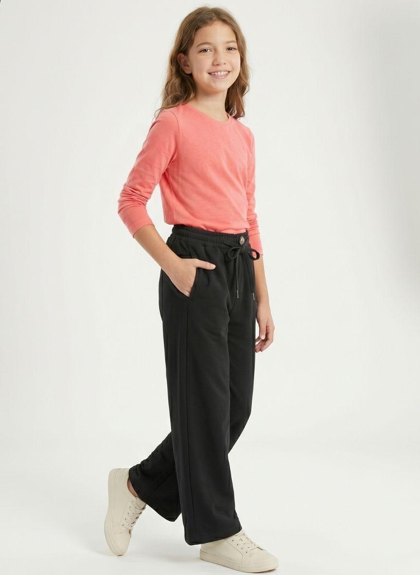 Pantalon Ancho Ni a Palazzo Holgado Con Cintura Elastica-2