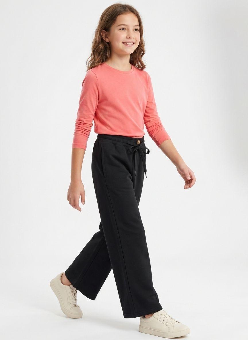 Pantalon Ancho Ni a Palazzo Holgado Con Cintura Elastica-3
