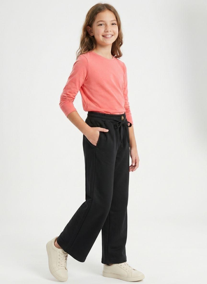 Pantalon Ancho Ni a Palazzo Holgado Con Cintura Elastica-4