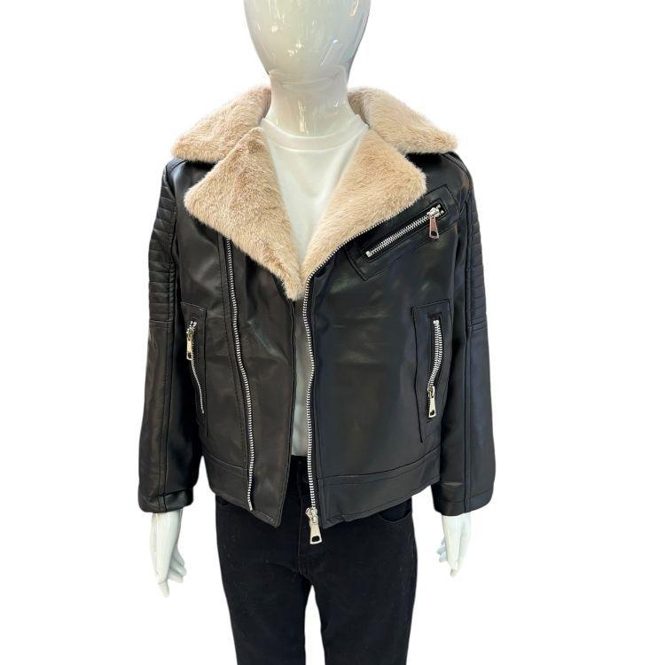 Chaquetas Aviadora de Ecocuero con Polar para Niños-3