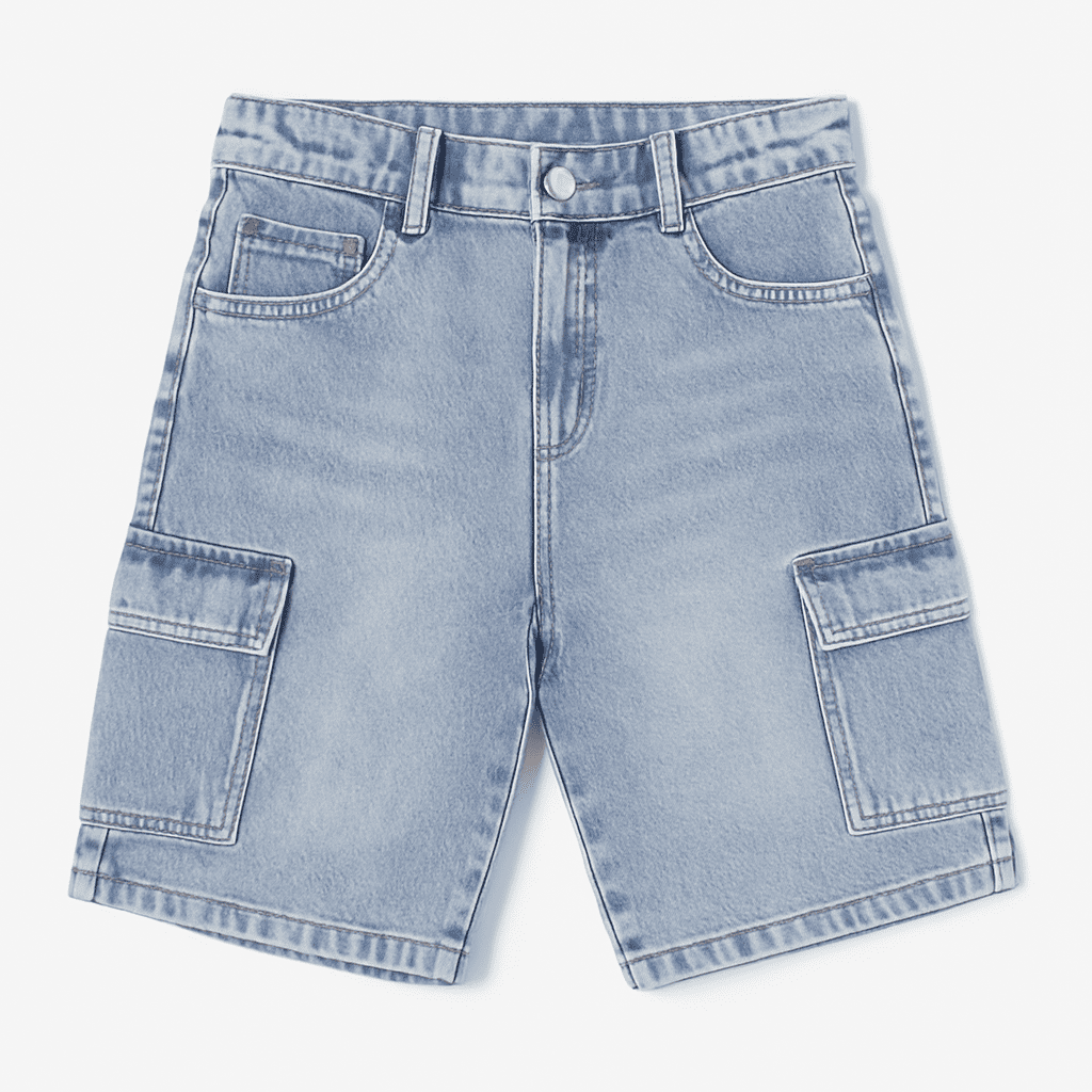 Shorts Bermuda Cargo Jean Denim Casual Con Estilo-2