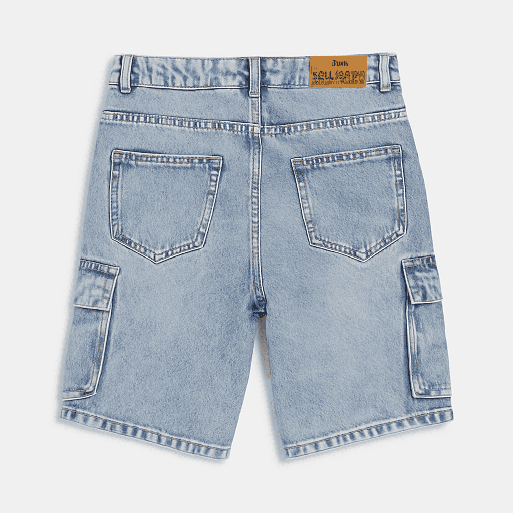 Shorts Bermuda Cargo Jean Denim Casual Con Estilo-3