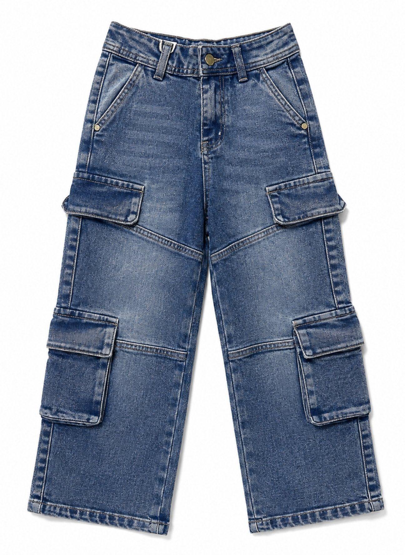 Pantalón Jeans Cargo Niño Denim Estilo Urbano-3