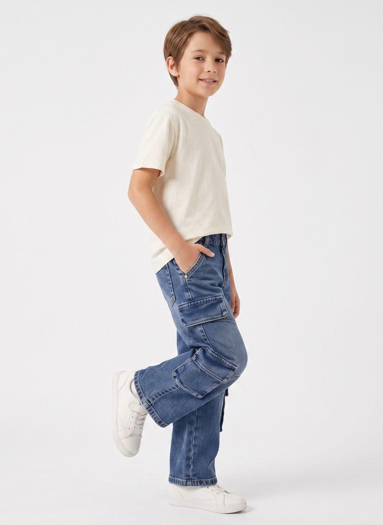 Pantalón Jeans Cargo Niño Denim Estilo Urbano-4