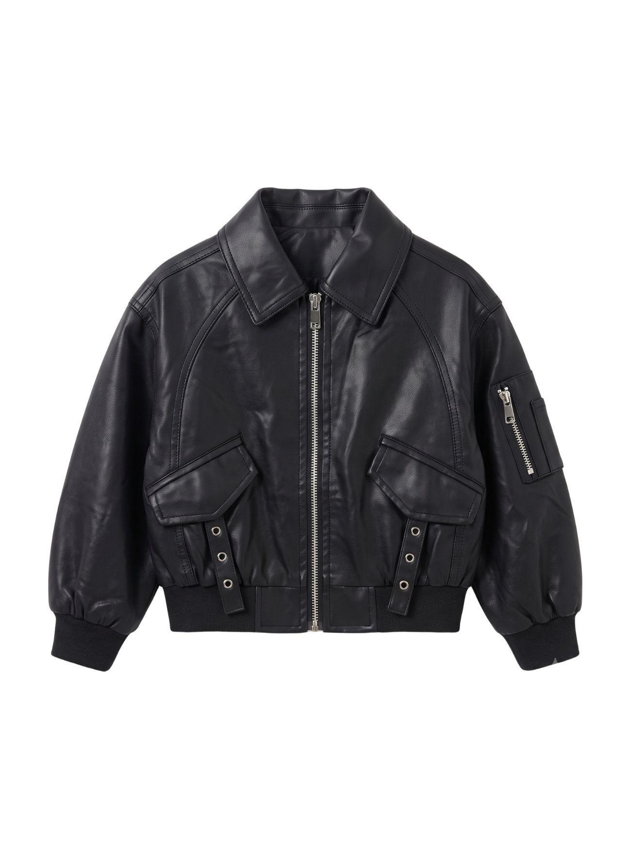 Chaqueta Ecocuero Nino Estilo Aviador Biker Invierno-2