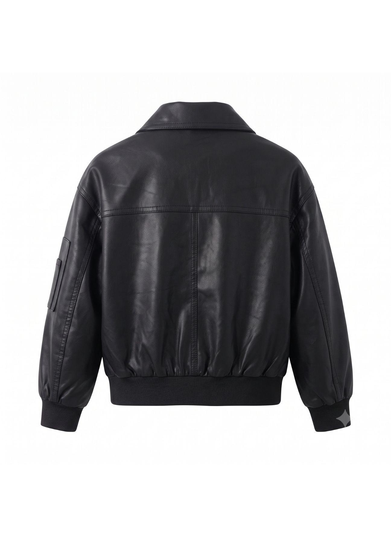 Chaqueta Ecocuero Nino Estilo Aviador Biker Invierno-3