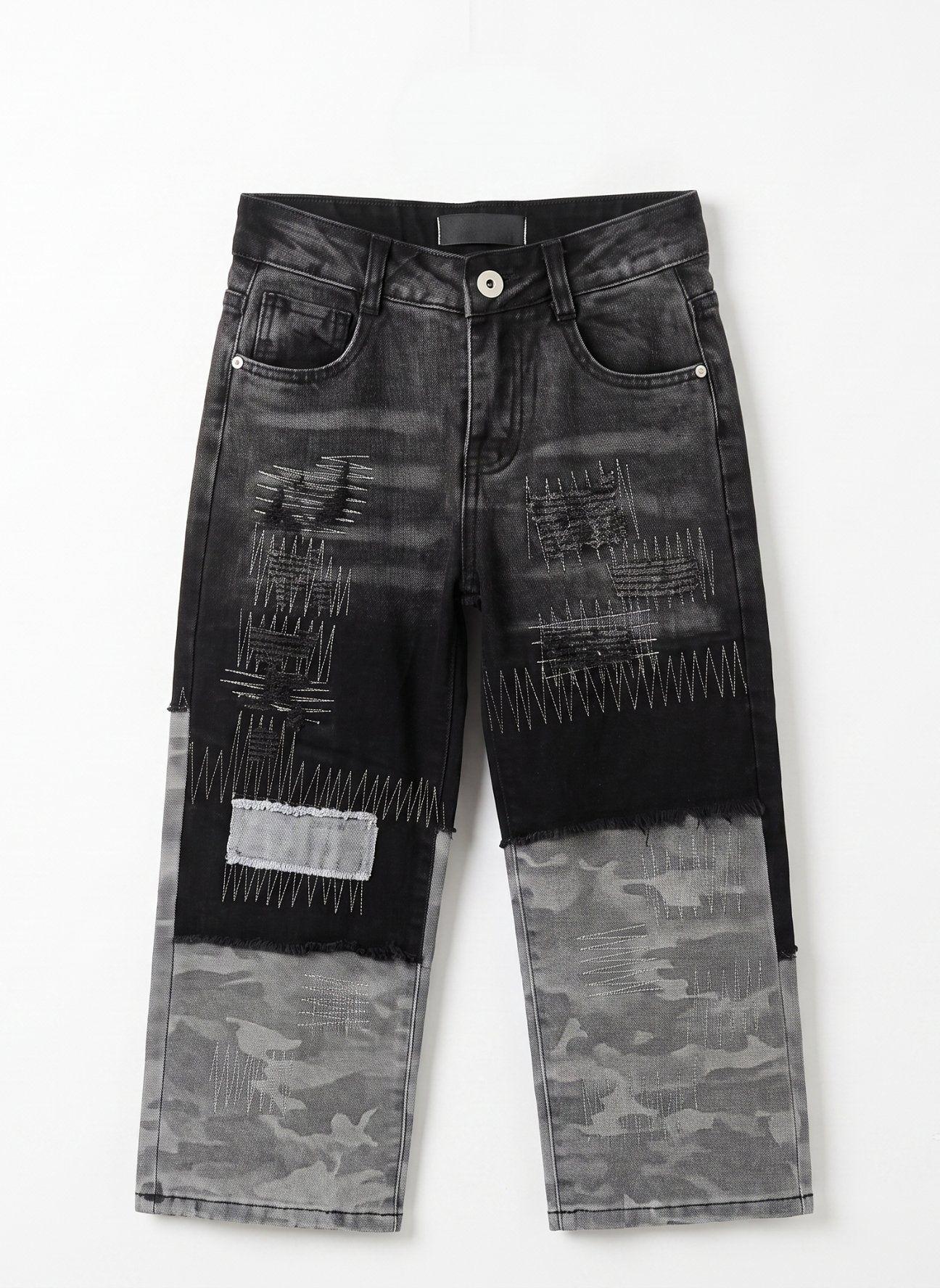 Jeans Ni o Patchwork Camuflaje Pantal n Mezclilla Moda-3