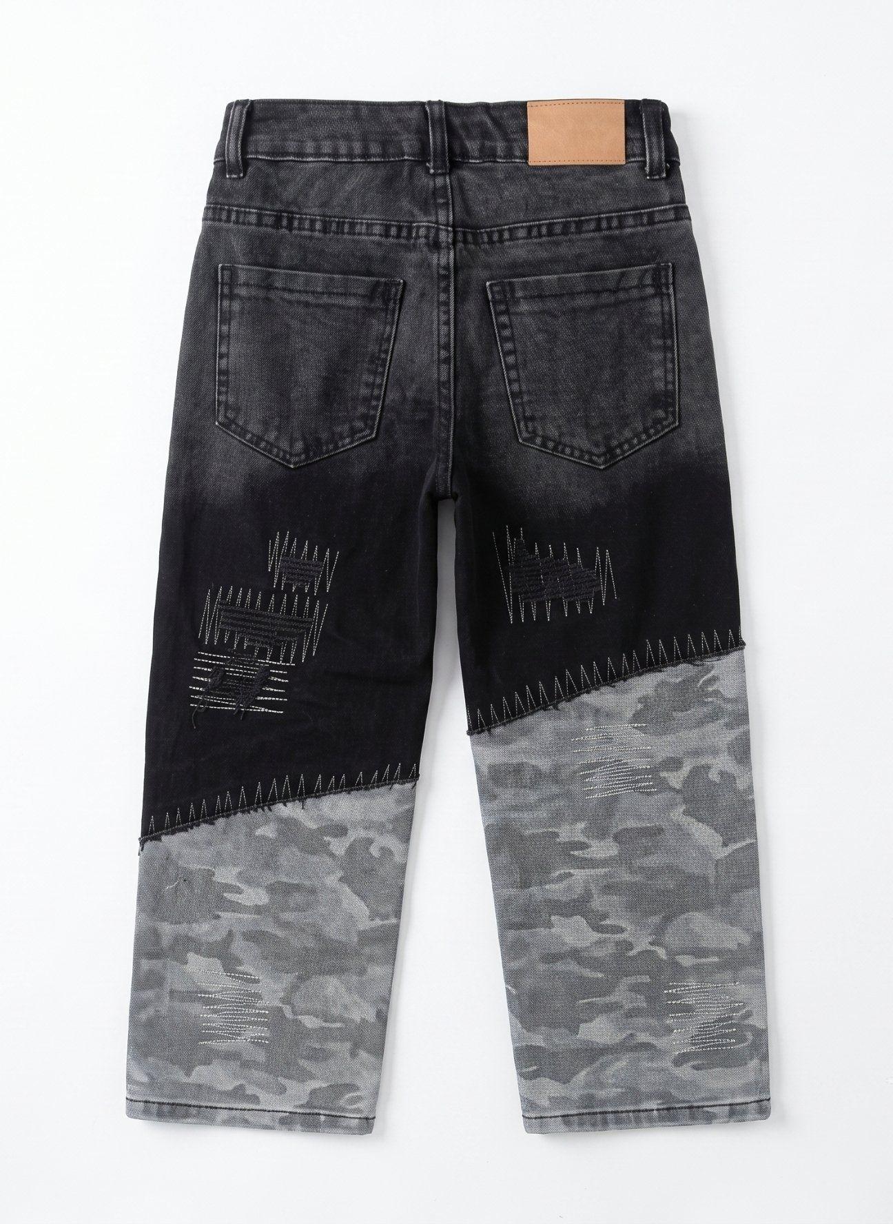 Jeans Ni o Patchwork Camuflaje Pantal n Mezclilla Moda-4