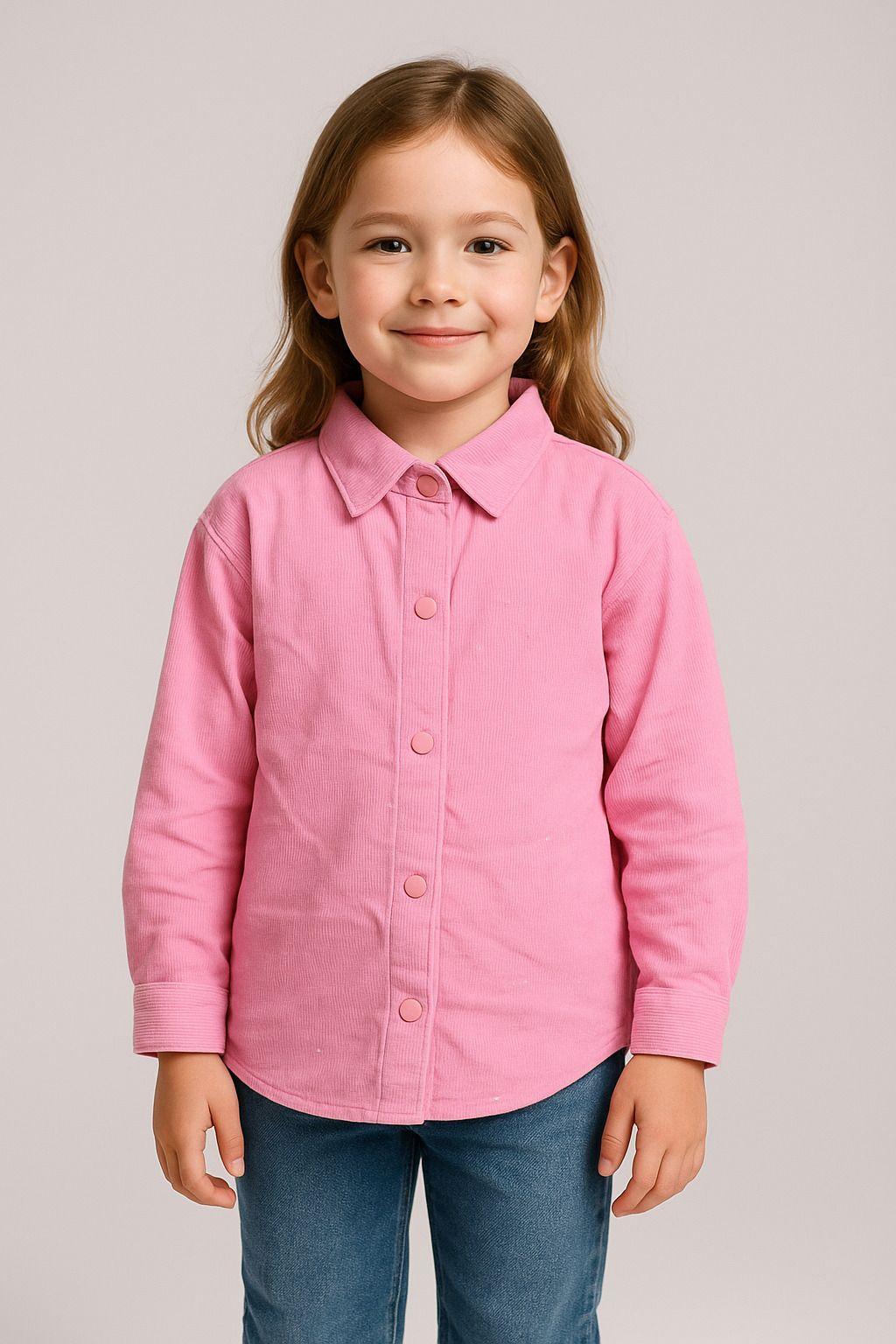 Camisa rosa niña manga larga con brillos-2