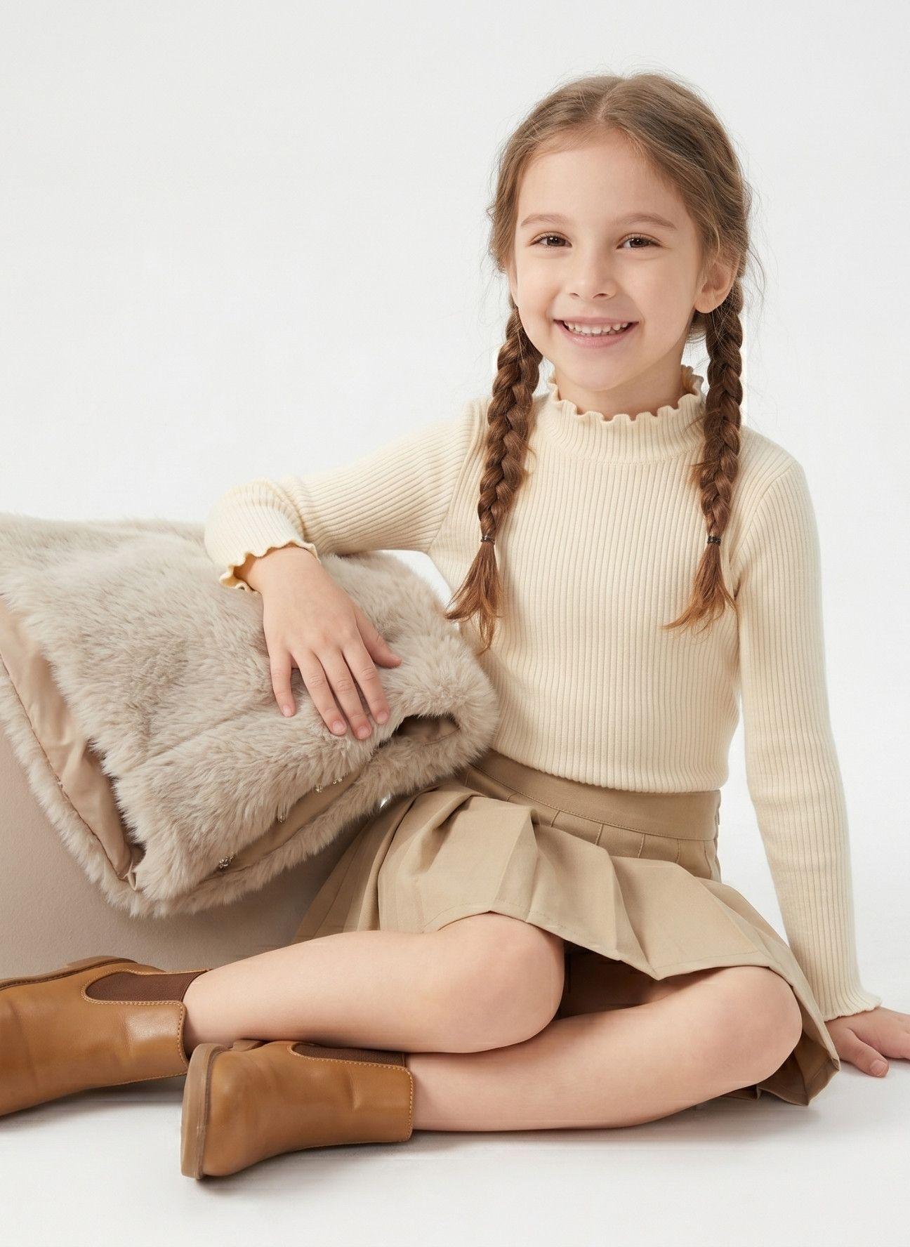 Chaleco Peludo Ni a Conjunto Falda Invierno Elegante-2