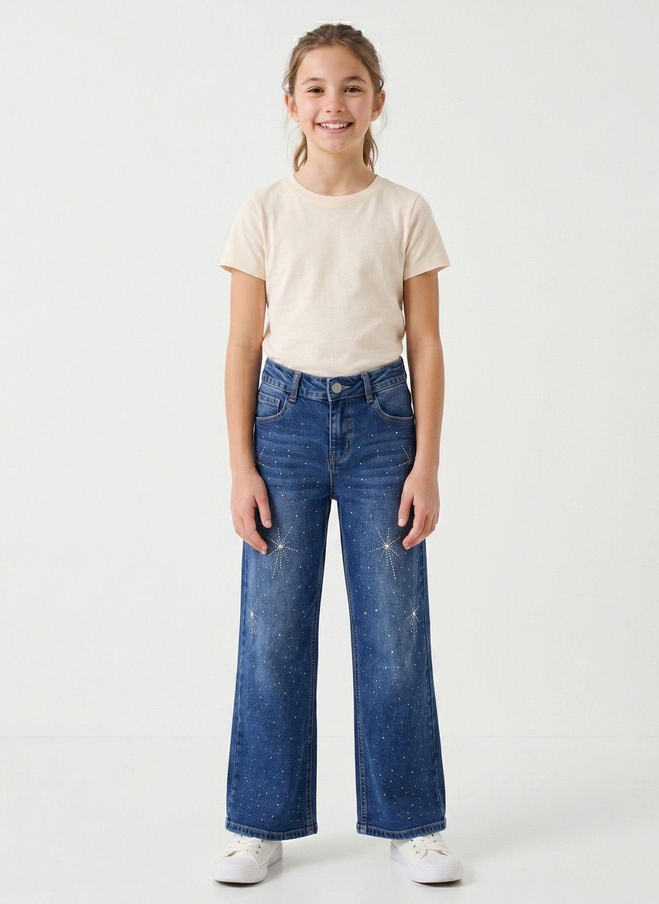 Jeans Nina Recto Con Brillos Pedrer a Moda Urbana Denim-4