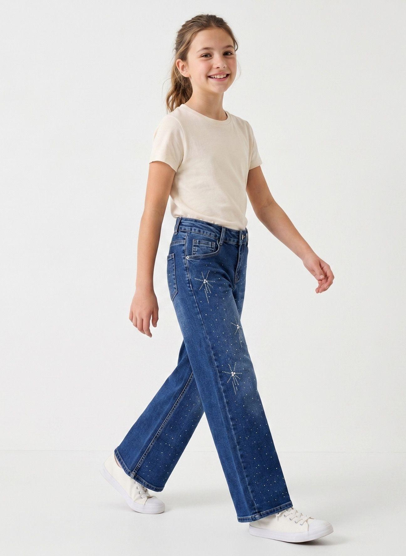 Jeans Nina Recto Con Brillos Pedrer a Moda Urbana Denim-5