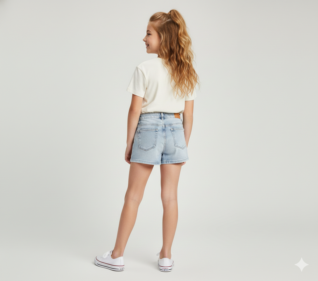 Falda Short Ni a Jeans Claro Ideal Verano-3